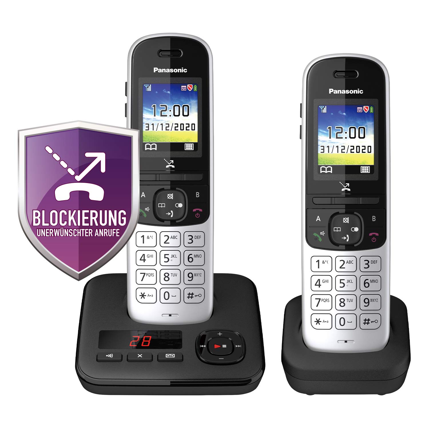 TELÃ‰FONO DUO INALÁMBRICO PANASONIC CON AB KX-TGH722GS NEGRO