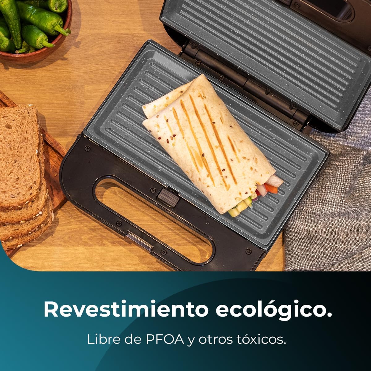 Cecotec Tostapane Rock'nToast Grill + 800W - immagine 7