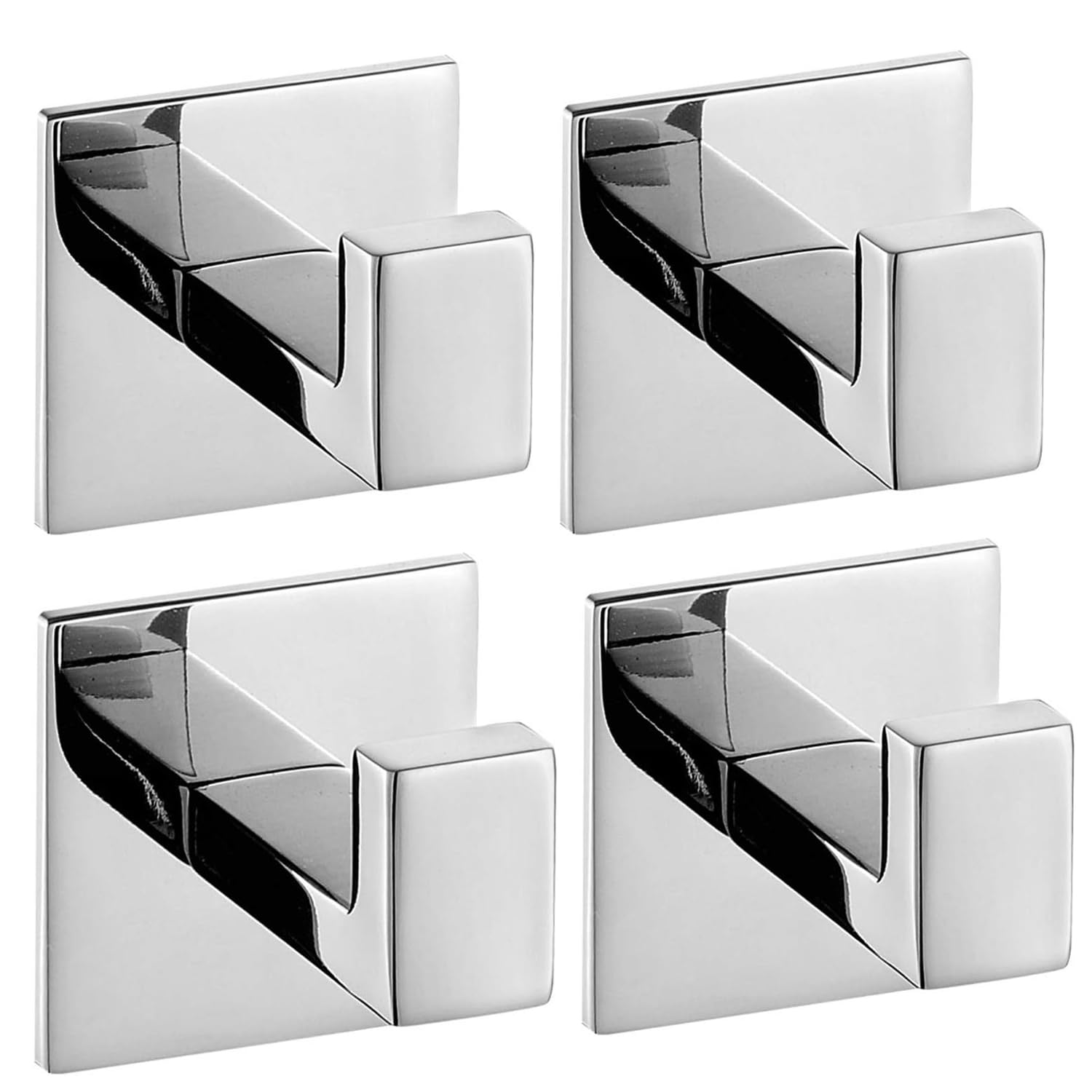 4PC Ganci Portasciugamani Adesivo Acciaiosus SUS 304 Acciaio Inossidabile Argento Cromo Bagno Attaccapanni a Parete Senza Foratura