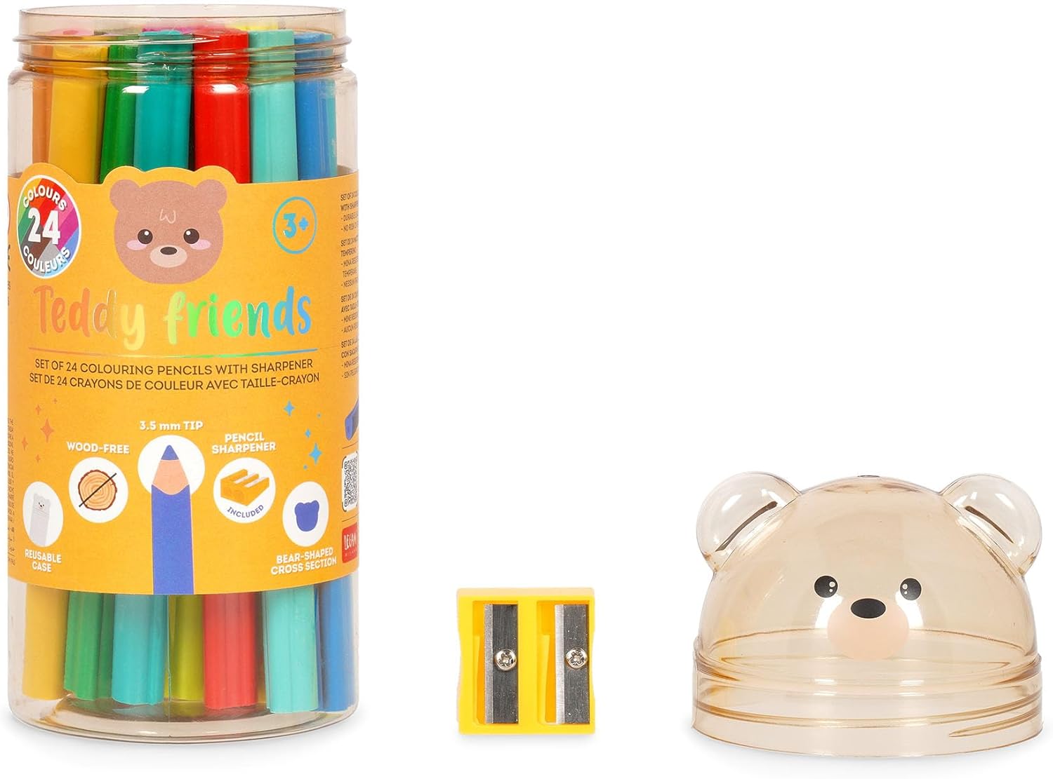 Legami - Set 24 Matite Colorate con Temperino Teddy Friends - immagine 2