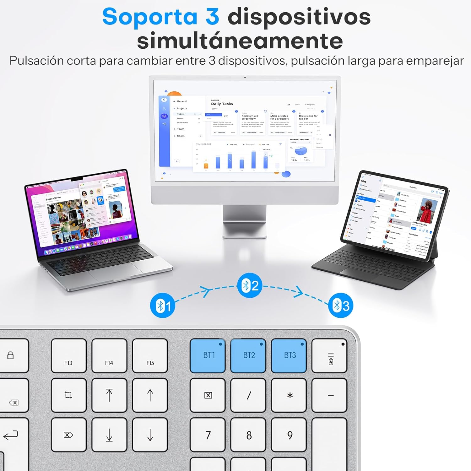 Omoton Tastiera e Mouse Wireless Bluetooth per Mac, Argento - immagine 2