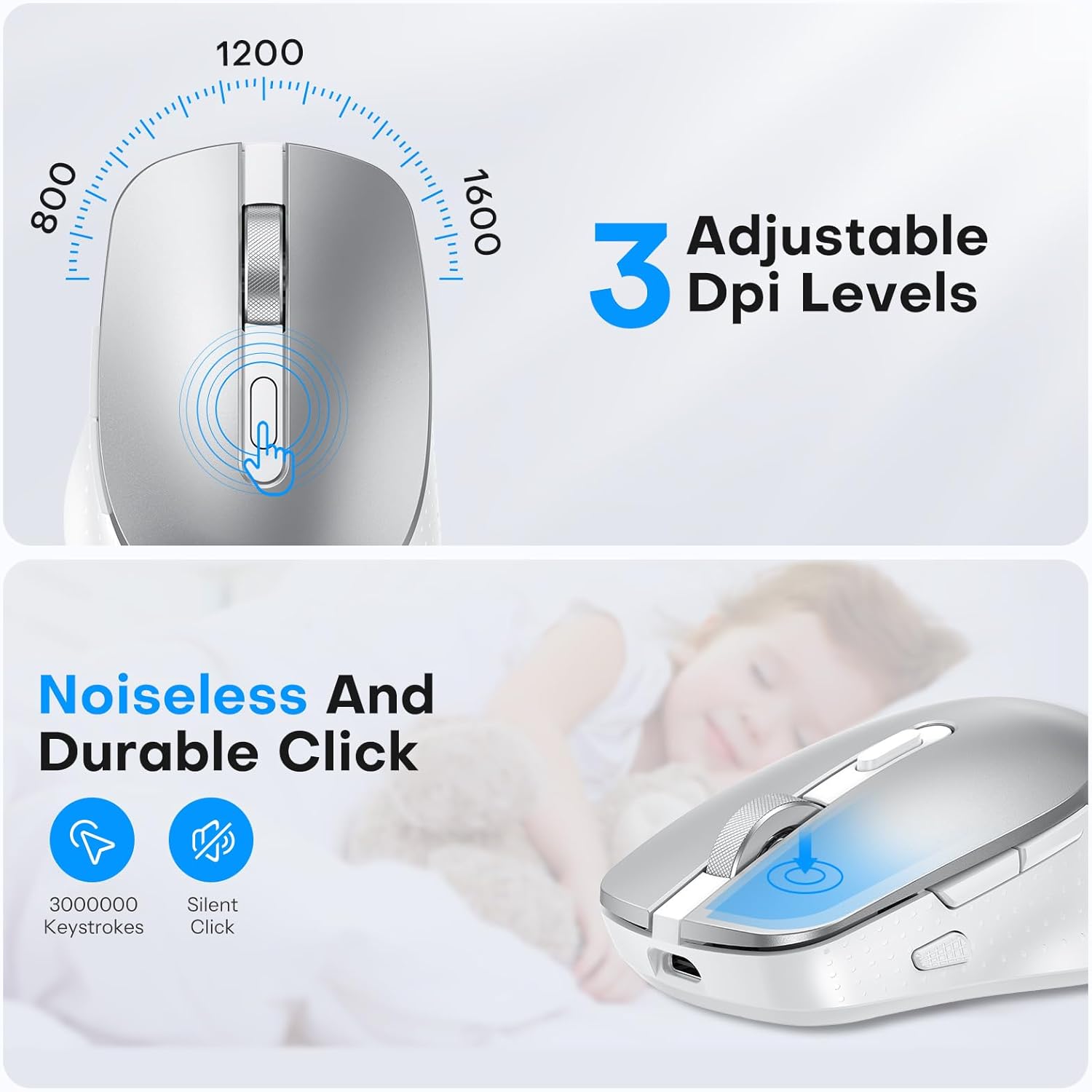 Omoton Tastiera e Mouse Wireless Bluetooth per Mac, Argento - immagine 4