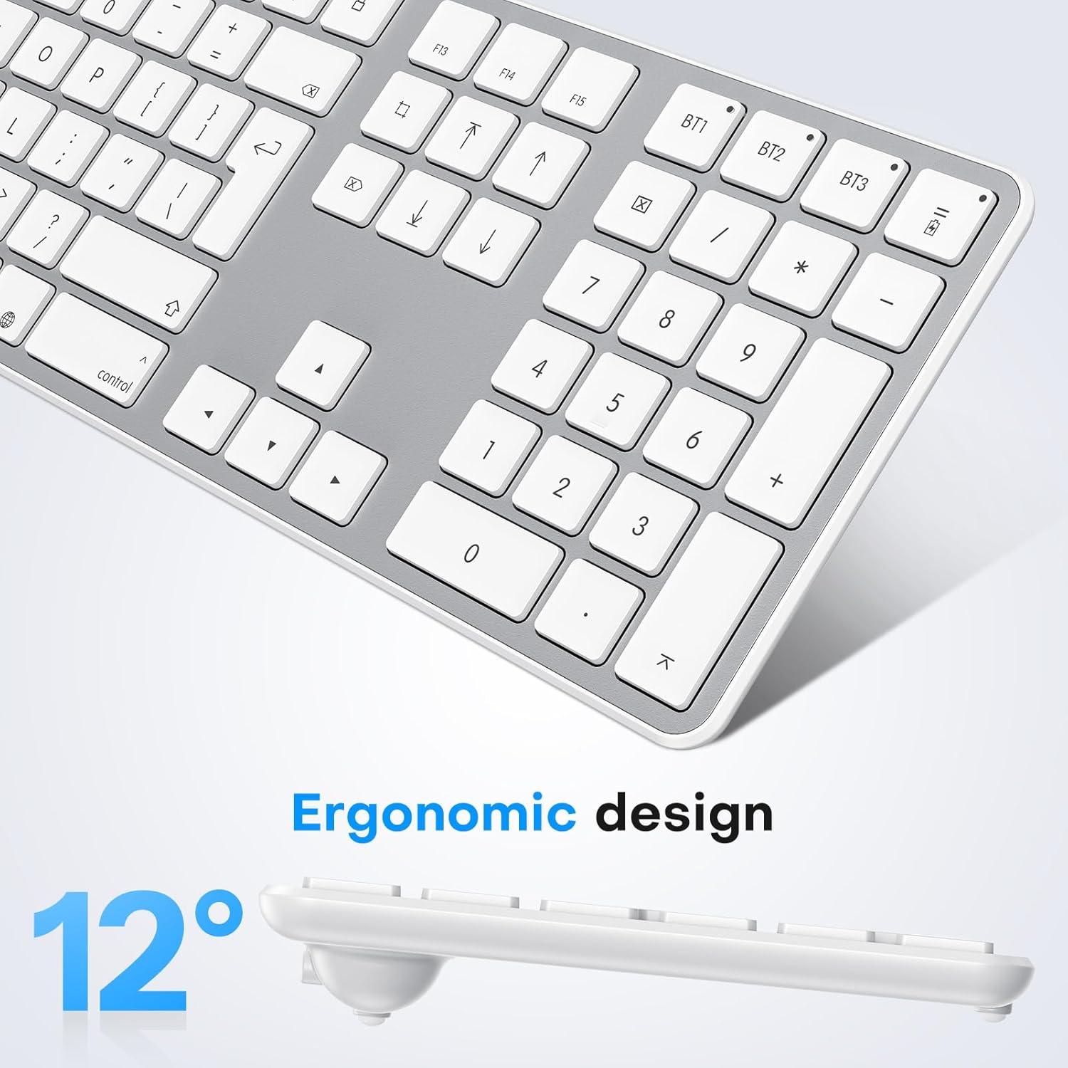 Omoton Tastiera e Mouse Wireless Bluetooth per Mac, Argento - immagine 7