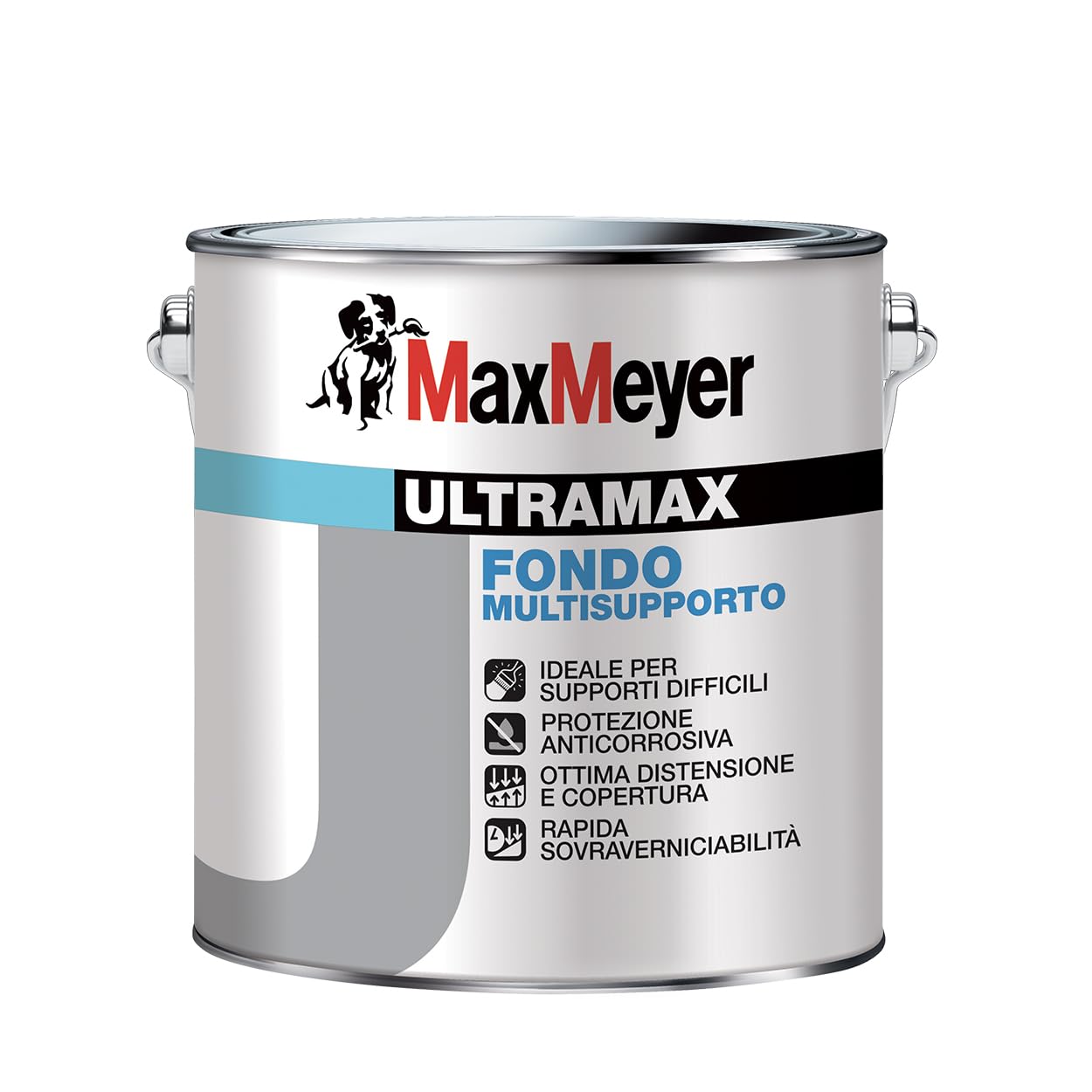 MaxMeyer ULTRAMAX Fondo Multisupporto, Protezione Anticorrosiva, Ottima Copertura, A+ Senza Formaldeide, Grigio, 2,5 Litri