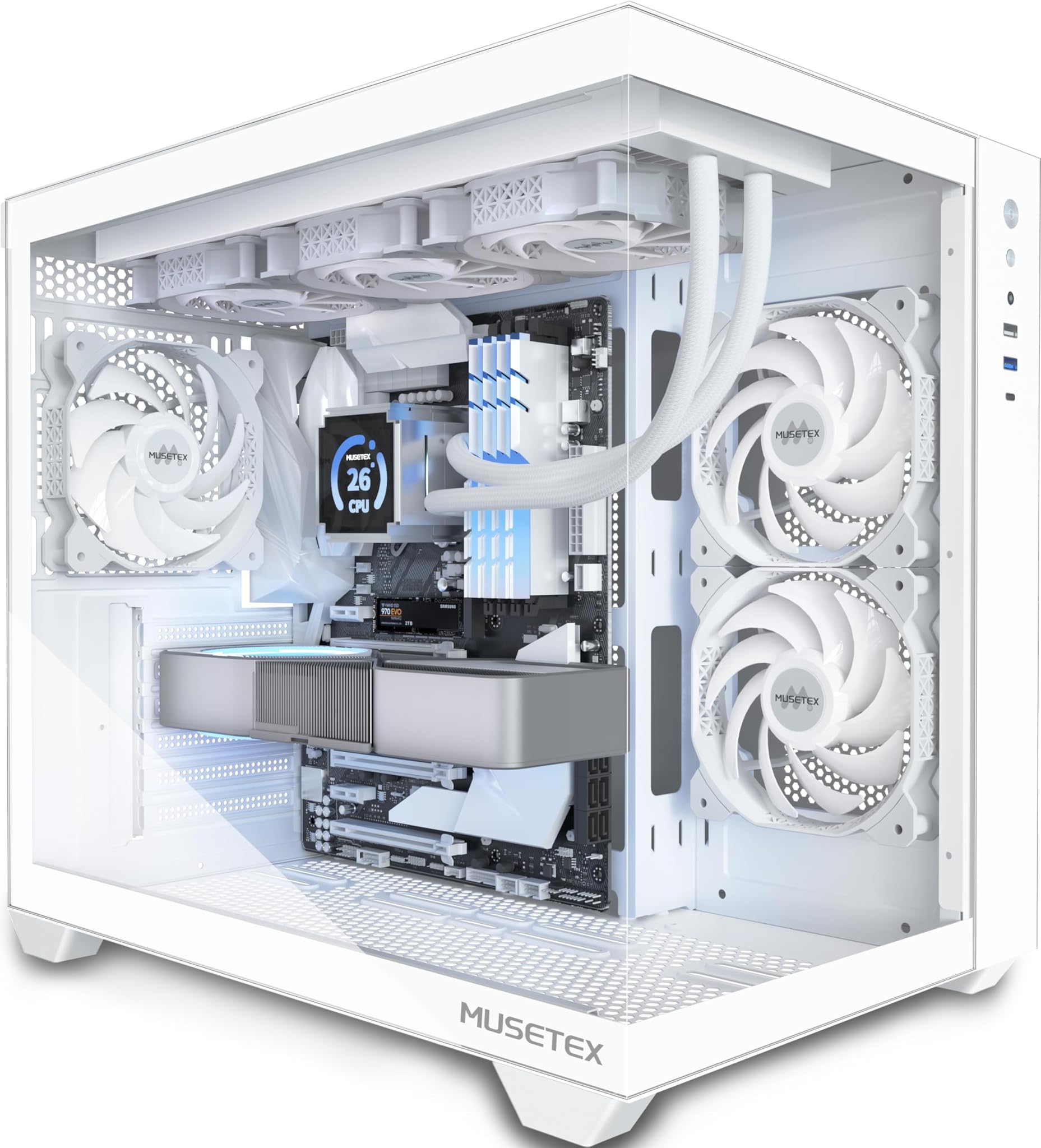 Musetex Y6 - Case PC Gaming ATX Mid Tower, Bianco