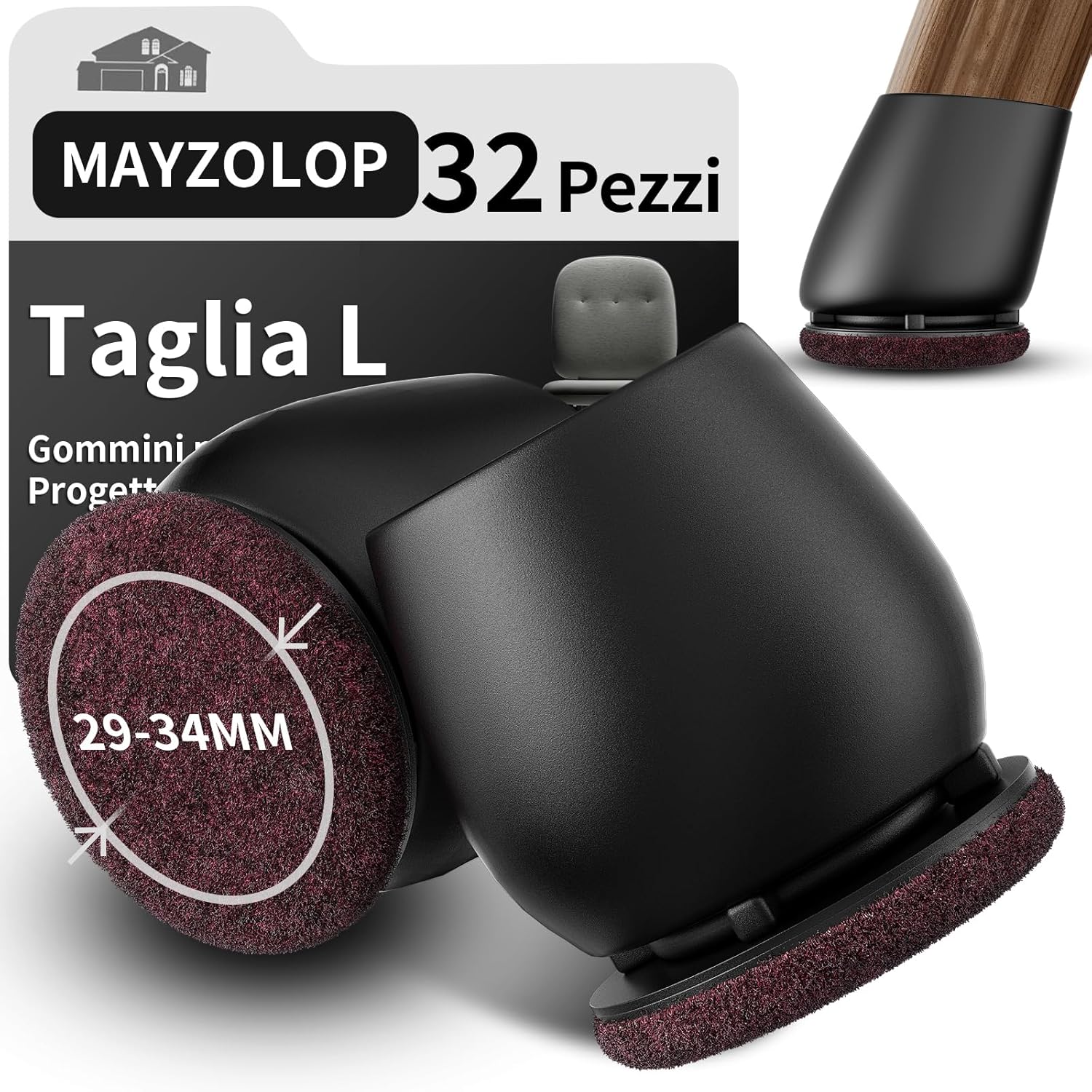 Mayzolop 32 Gommini per Sedie Inclinabili Rotondi 1,25in