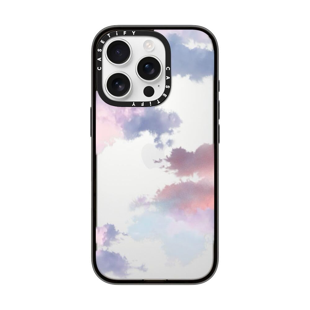 Casetify Custodia iPhone 16 Pro Nuvole Nero Trasparente