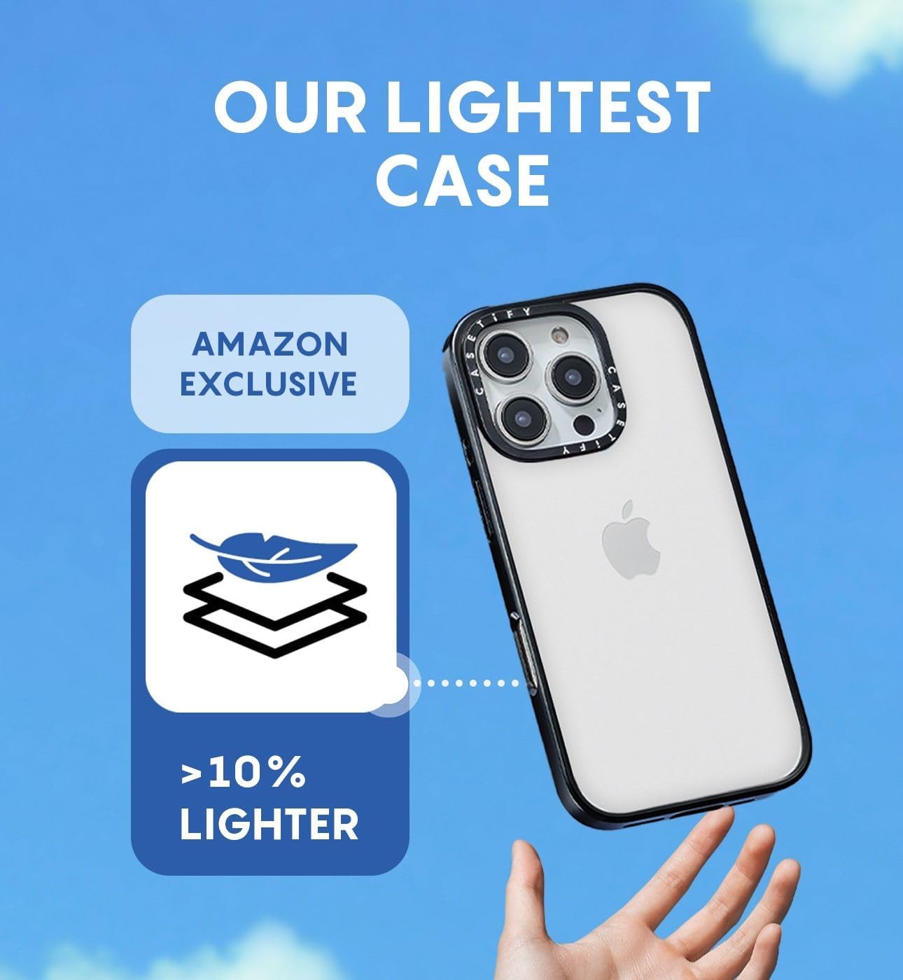 Casetify Custodia iPhone 16 Pro Nuvole Nero Trasparente - immagine 3