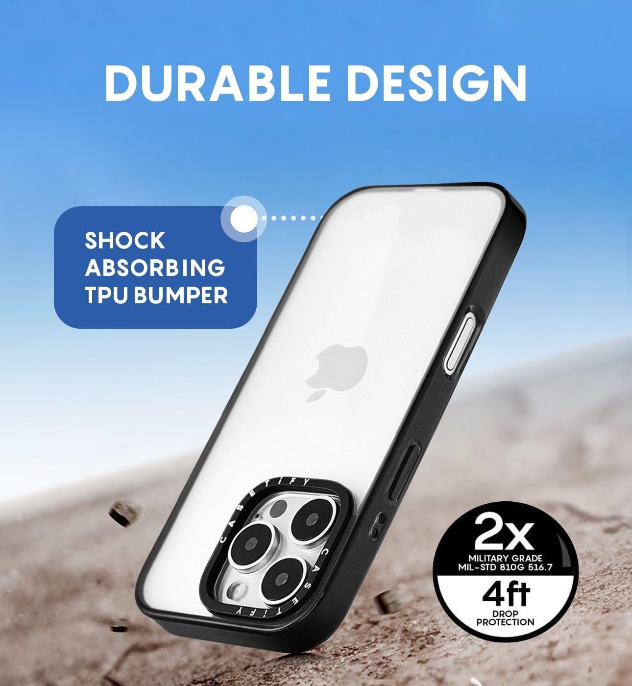 Casetify Custodia iPhone 16 Pro Nuvole Nero Trasparente - immagine 5