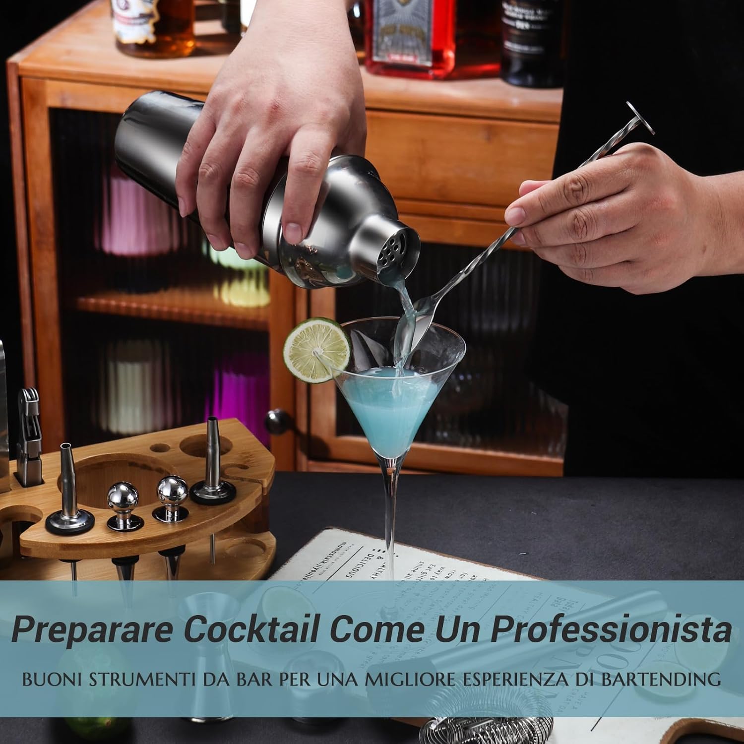 Set Shaker Cocktail Kit Barman 750ML 12 Pezzi - immagine 4