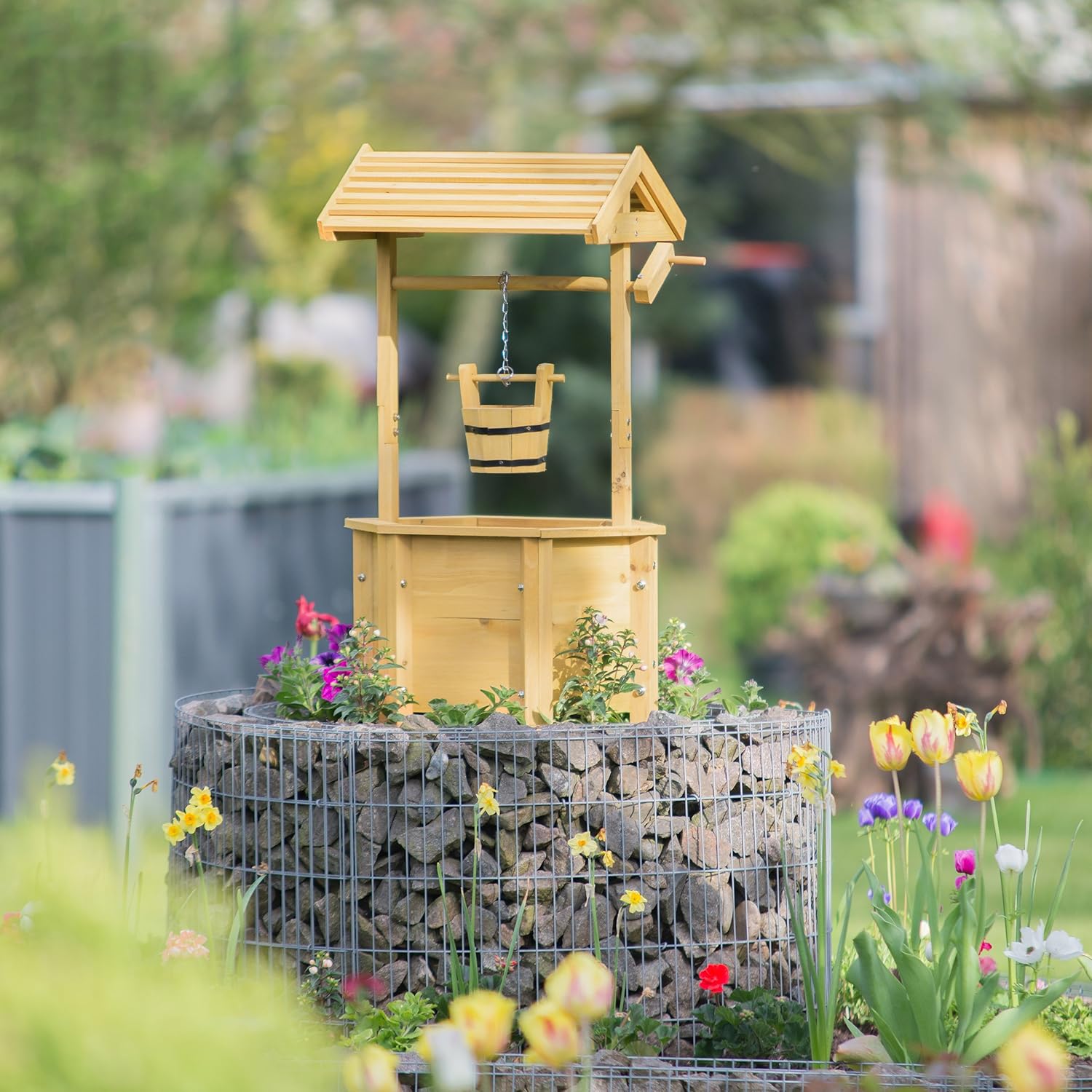 Relaxdays Pozzo Decorativo da Giardino, Naturale - immagine 2