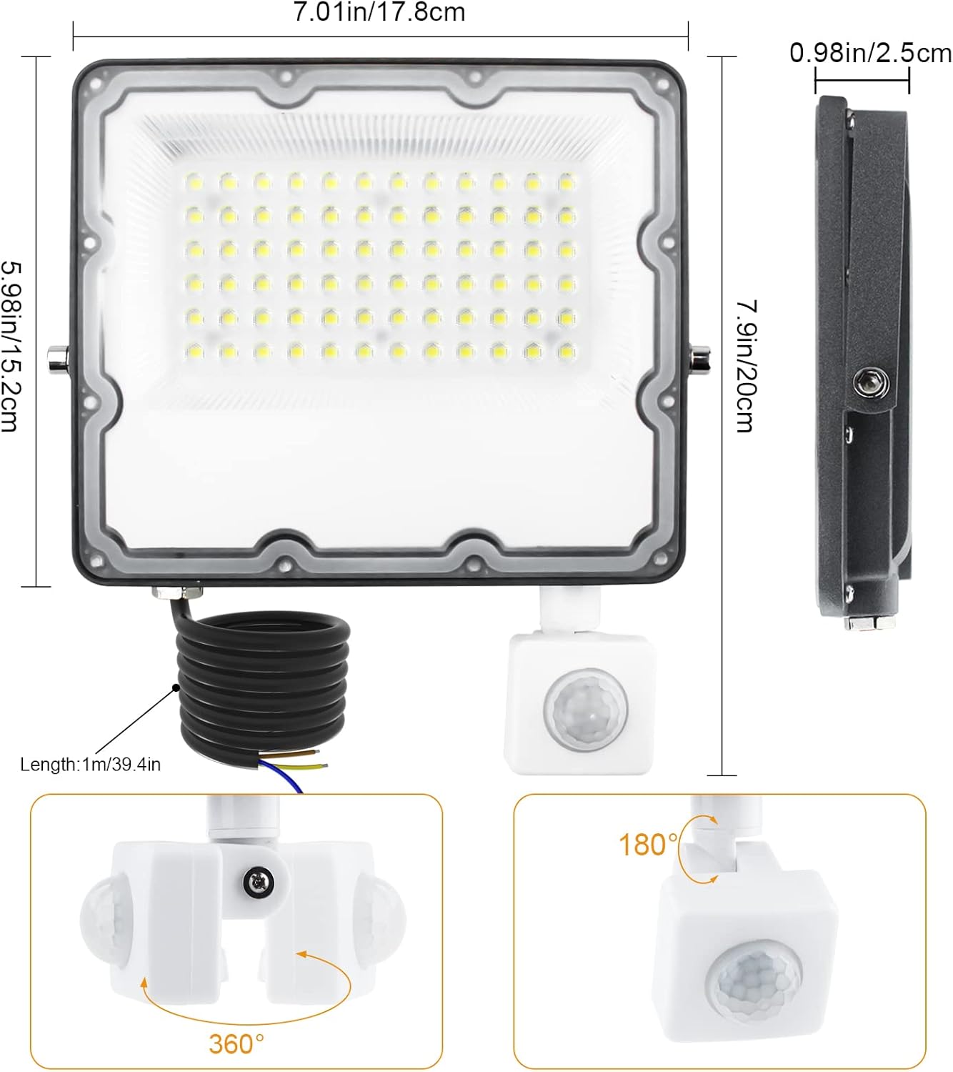 Createstar 2x Faretto LED da Esterno 60W con Sensore - immagine 6