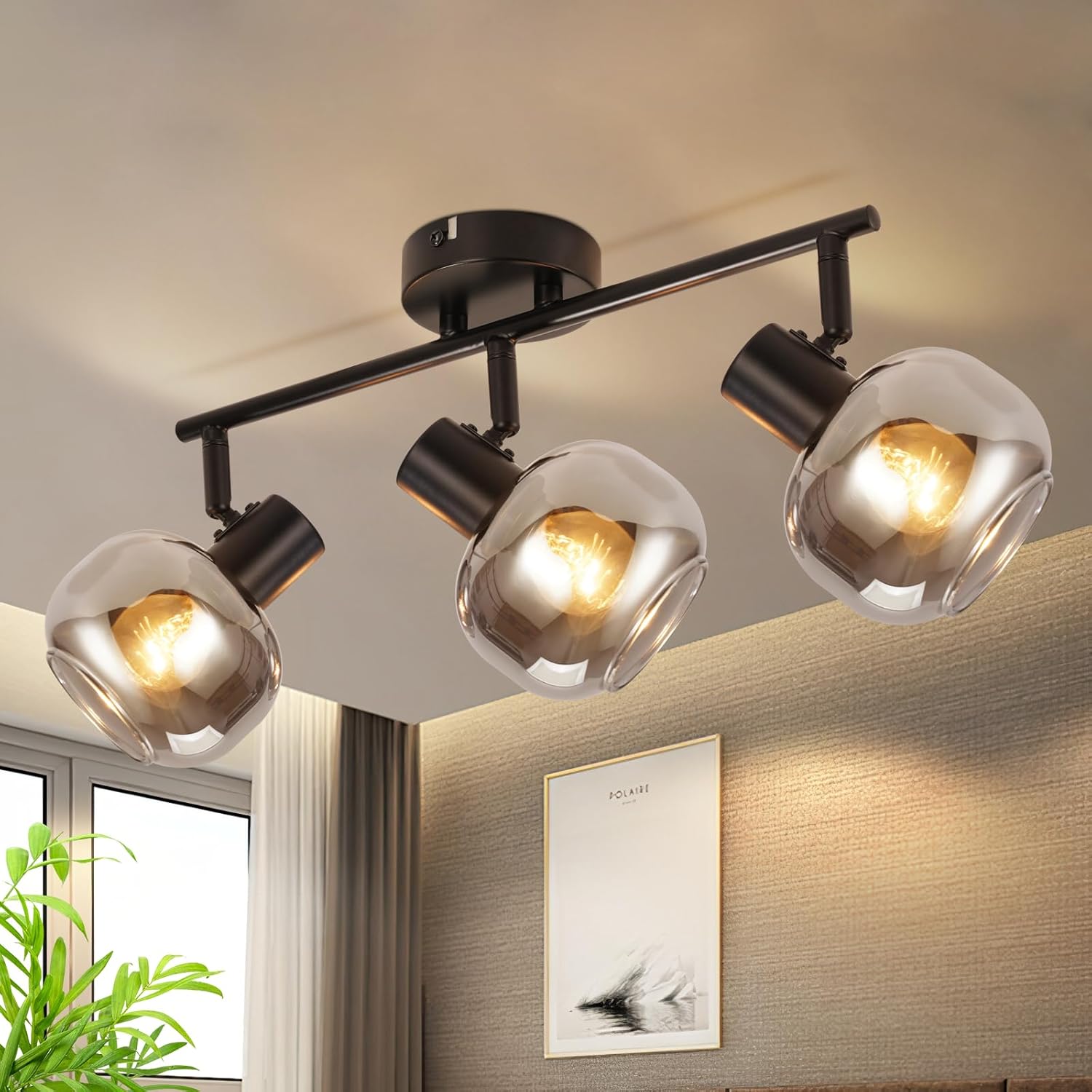 Cbjktx Faretto da Soffitto 3 Fiamme, Nero - immagine 1