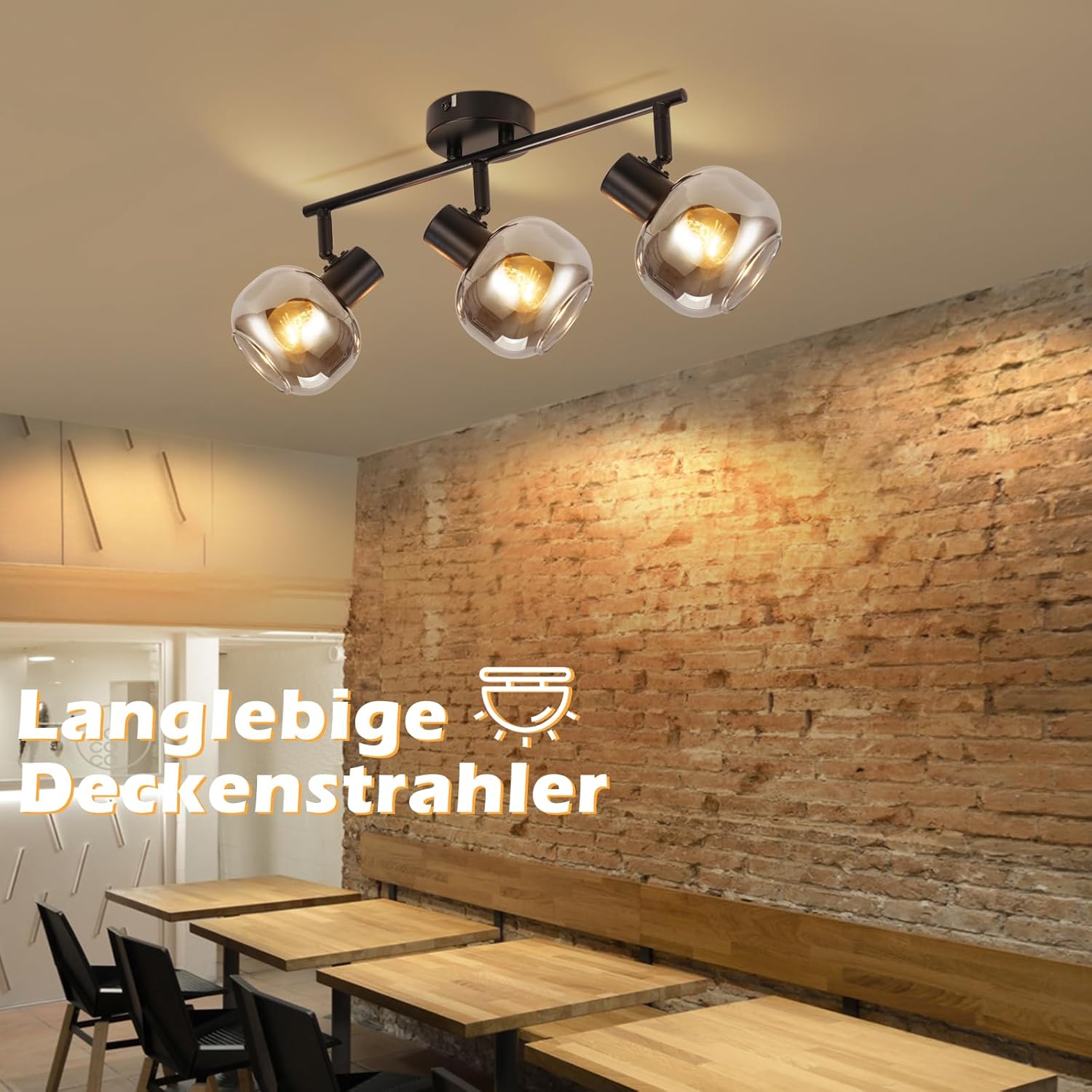 Cbjktx Faretto da Soffitto 3 Fiamme, Nero - immagine 7