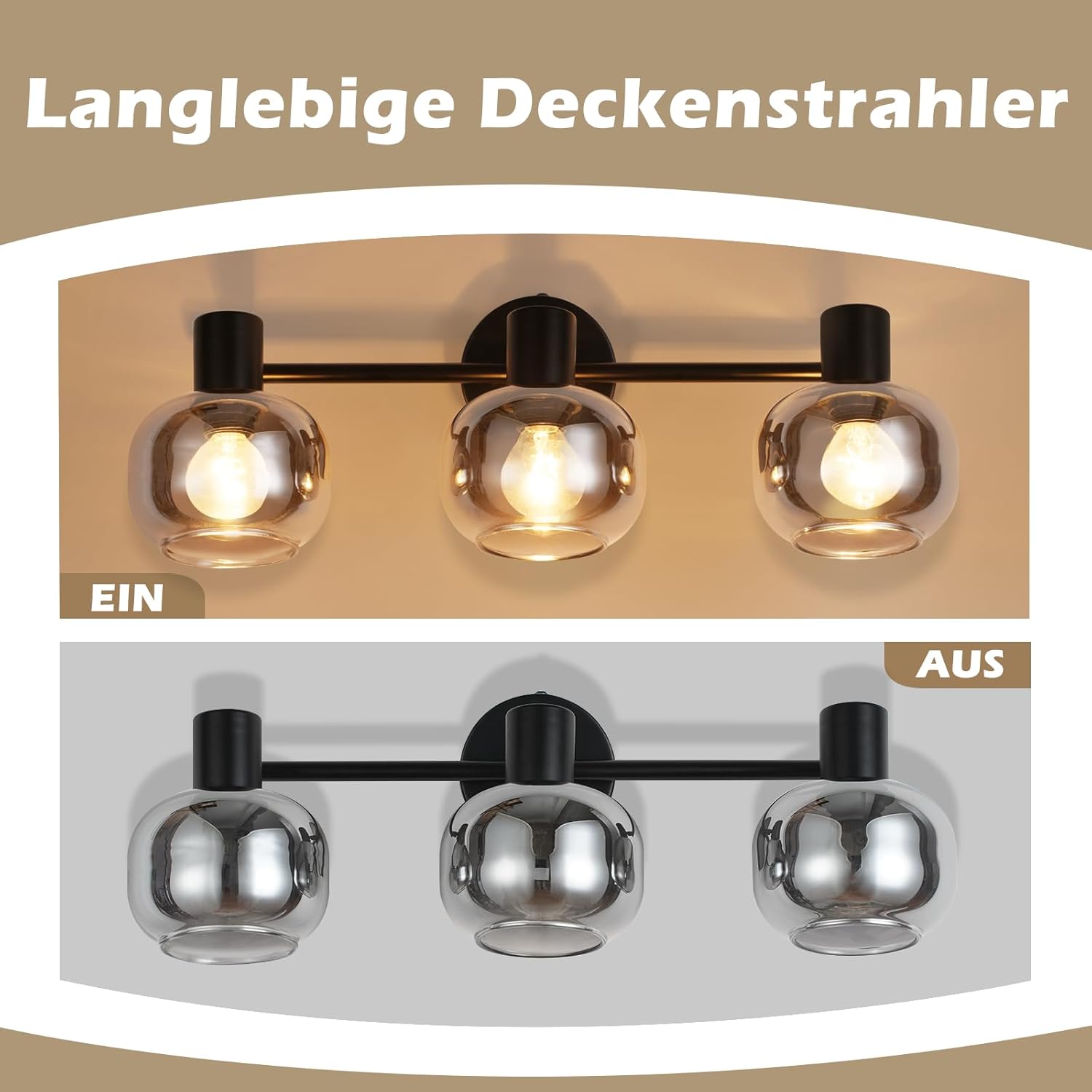 Cbjktx Faretto da Soffitto 3 Fiamme, Nero - immagine 8