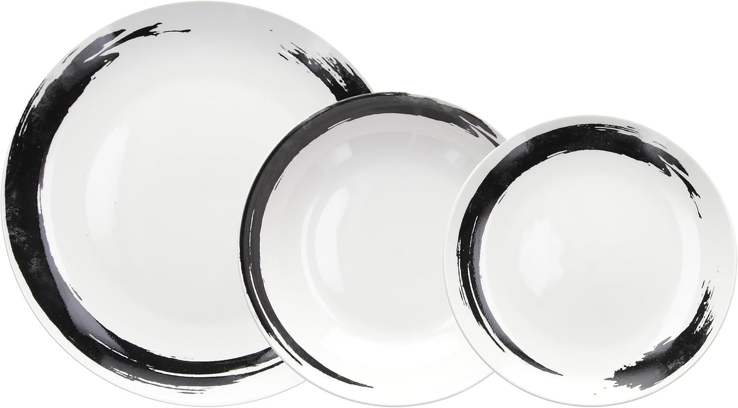 Tognana Orbital, Servizio piatti 18 pezzi per 6 persone, Porcellana, Bianco/Nero
