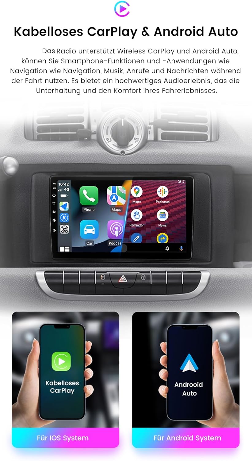 Autoradio Android con GPS per Smart Forfour/Fortwo 453 - immagine 6