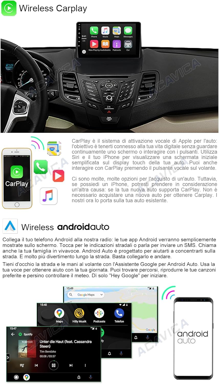 Acavica Autoradio per Ford Fiesta MK6 2008-2016 - immagine 3