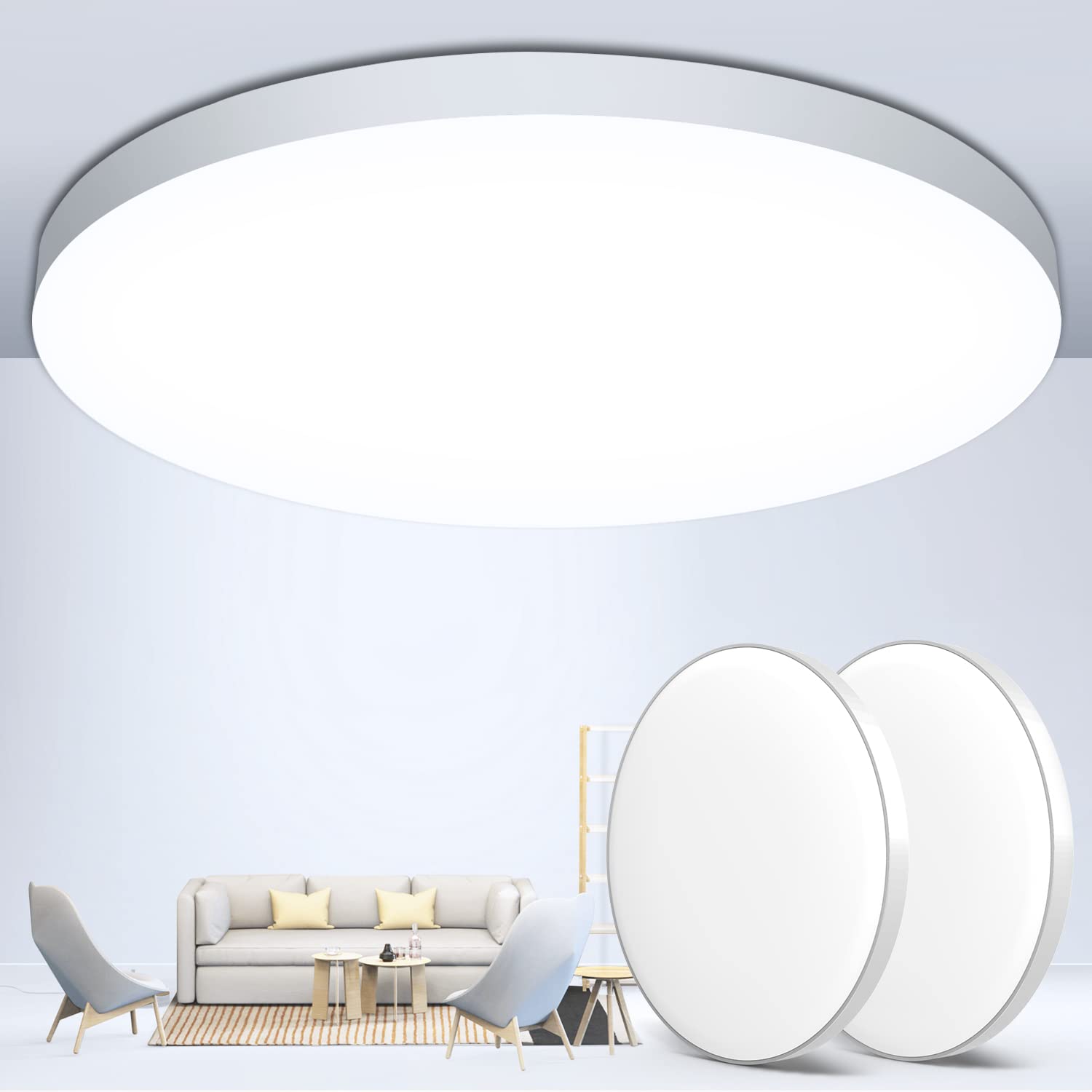 Ouila Plafoniera LED Soffitto 24W [2 Pezzi] Rotonda Ø28CM