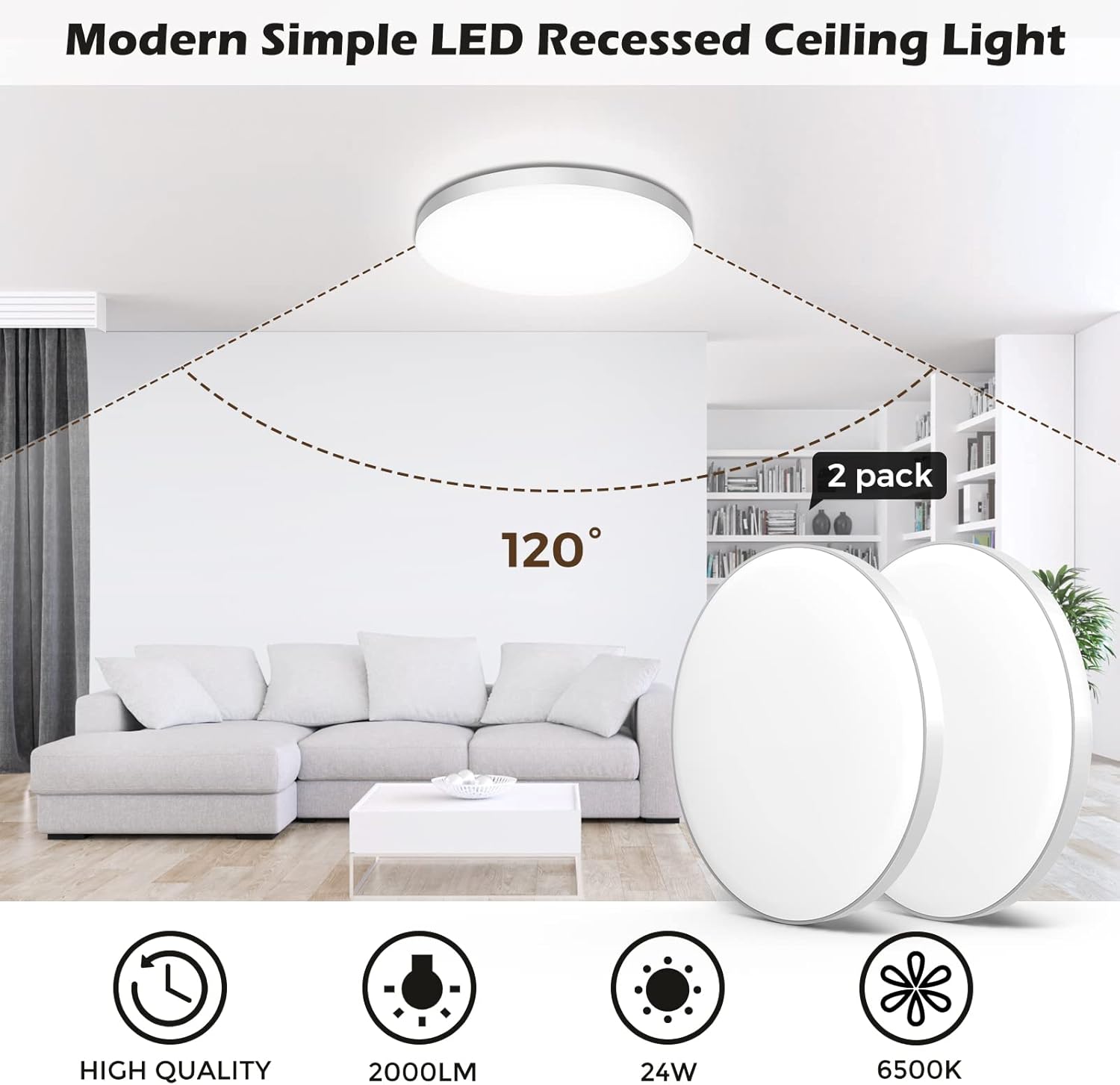 Ouila Plafoniera LED Soffitto 24W [2 Pezzi] Rotonda Ø28CM - immagine 2