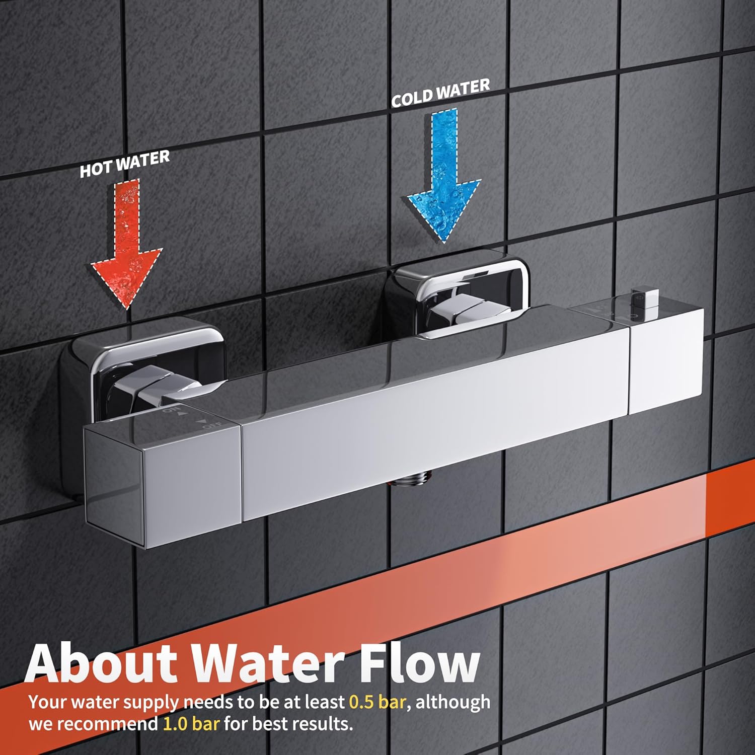 Morado Miscelatore Doccia Termostatico Quadrato - immagine 2