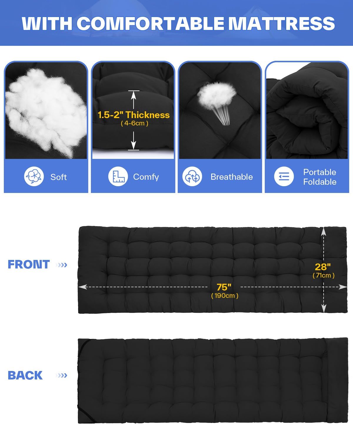 Sportneer Culla da Campeggio Portatile con Materasso - immagine 2