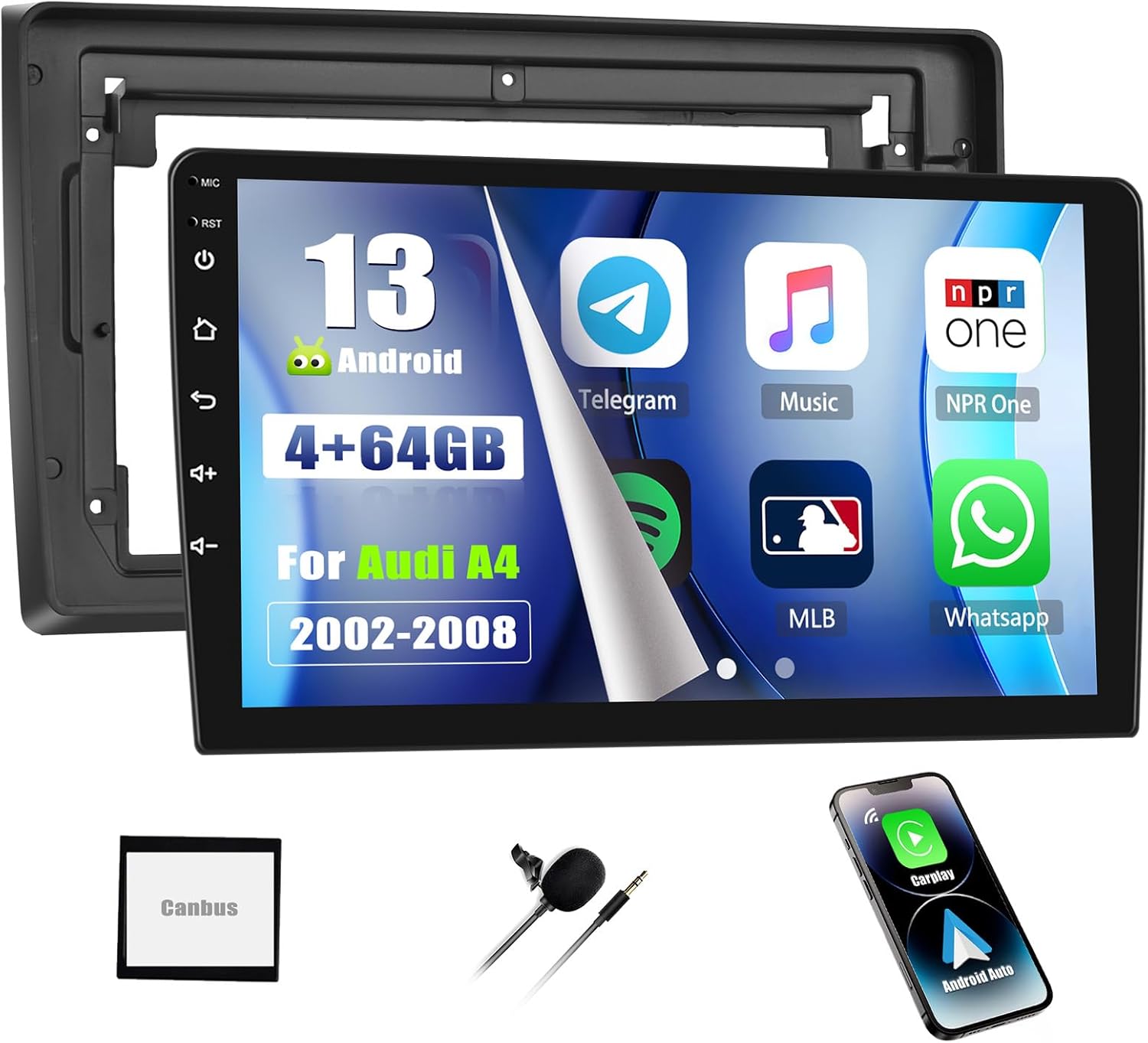 Sixwin Autoradio Android 13 per Audi A4 B6 B7 (2000-2009) - immagine 1