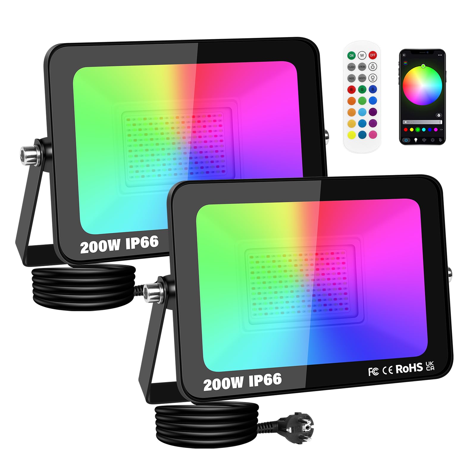 Picaa Faretto LED da Esterno RGB 200W (2 pezzi)