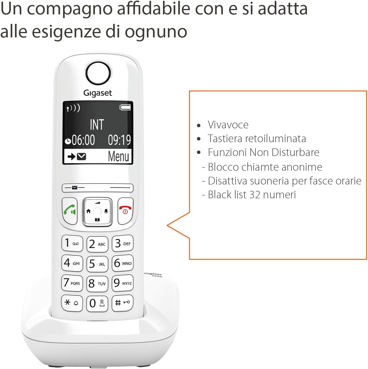 Gigaset AS690 Telefono Cordless con Vivavoce, Bianco - immagine 4