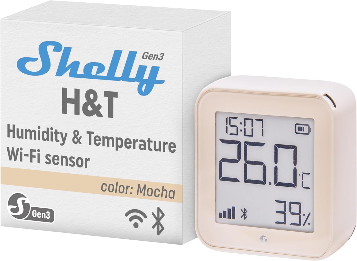 Shelly H&T Gen 3 Mocha - Sensore Temperatura e Umidità (2 pz) - immagine 2
