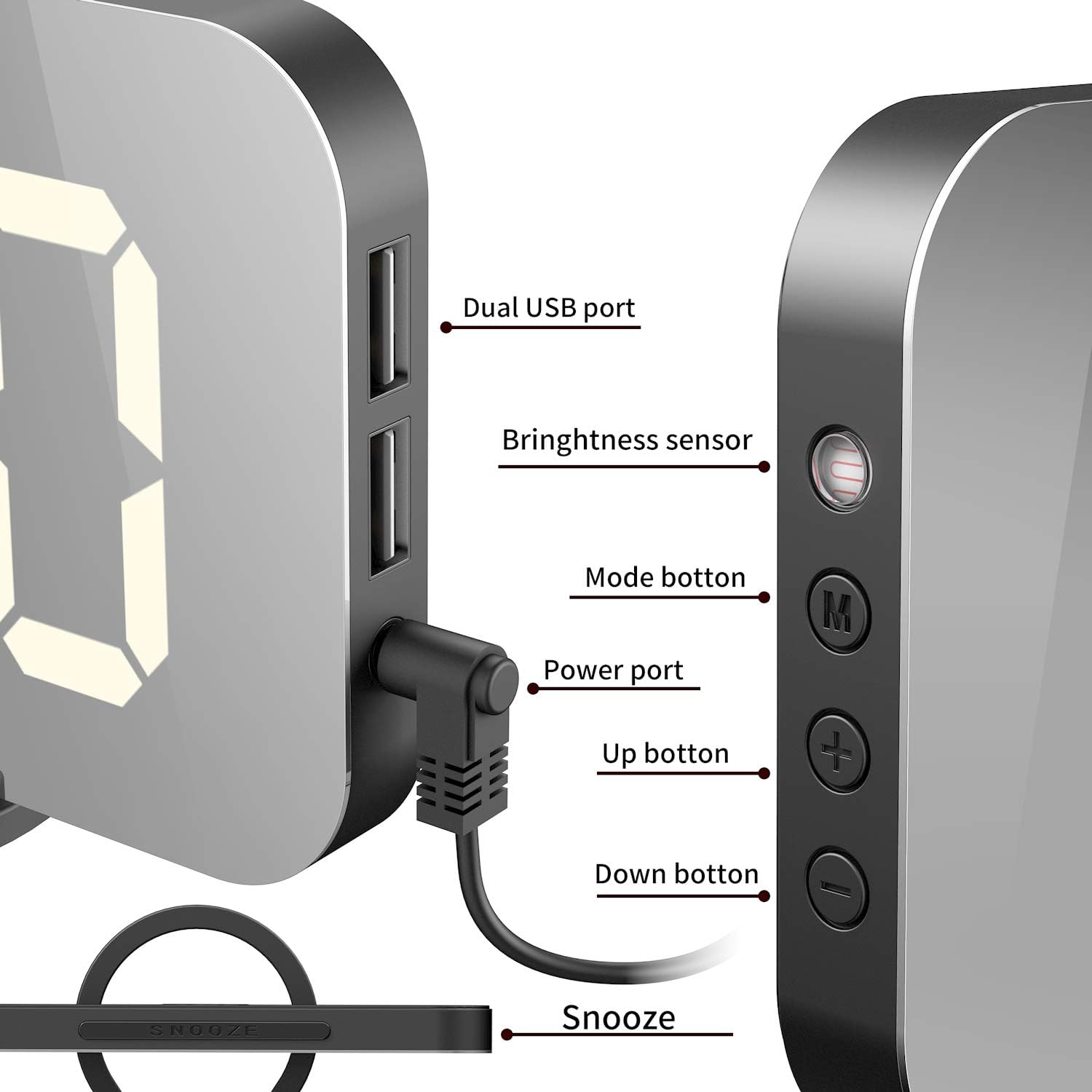 Extsud Sveglia Digitale con Display a Specchio LED - immagine 2