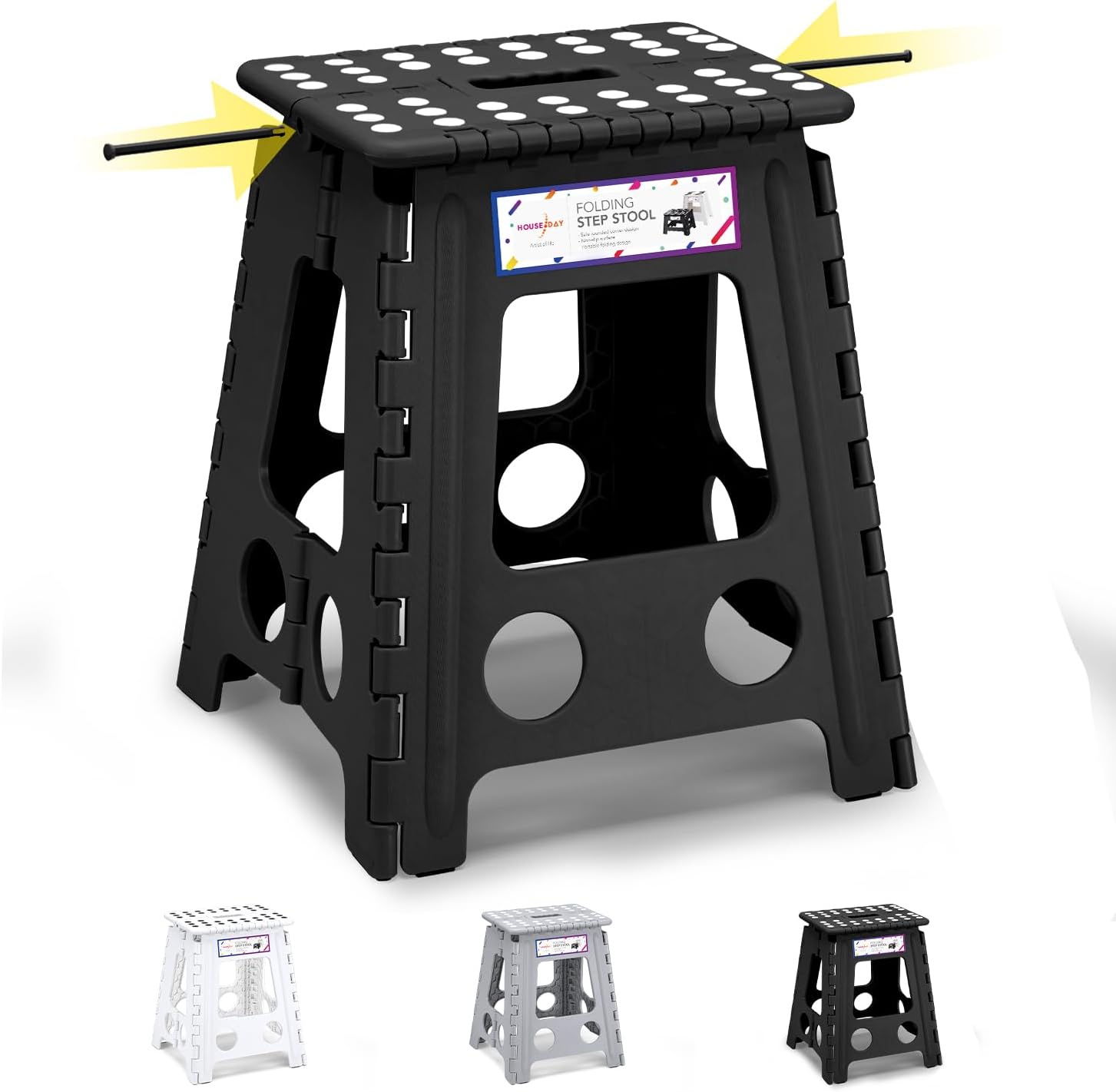 House Day Sgabello Pieghevole 40cm, Nero - immagine 1