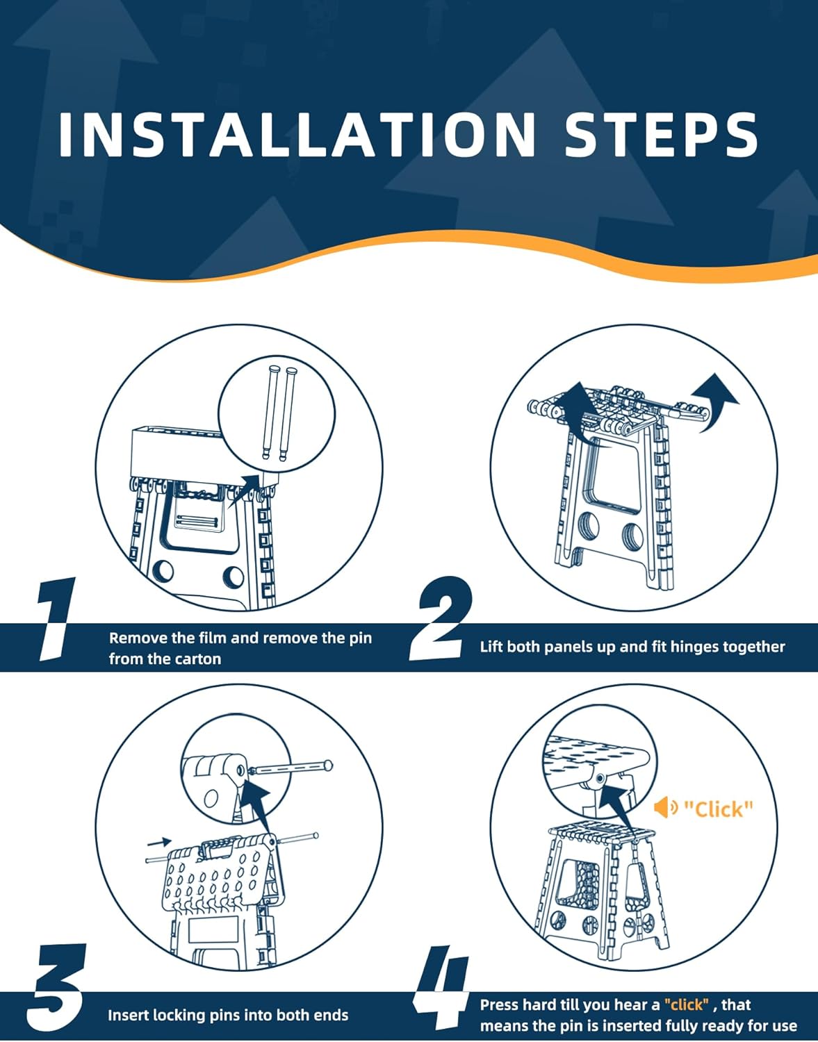 House Day Sgabello Pieghevole 40cm, Nero - immagine 6