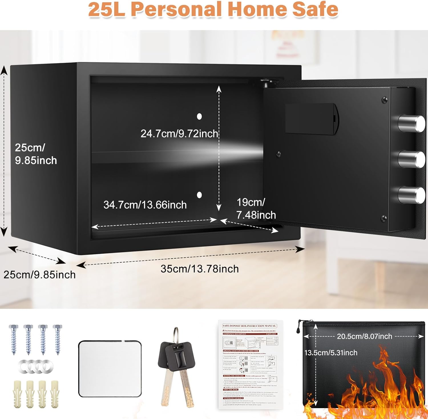 Mejasg Cassaforte Digitale Ignifuga 25L con Allarme - immagine 7