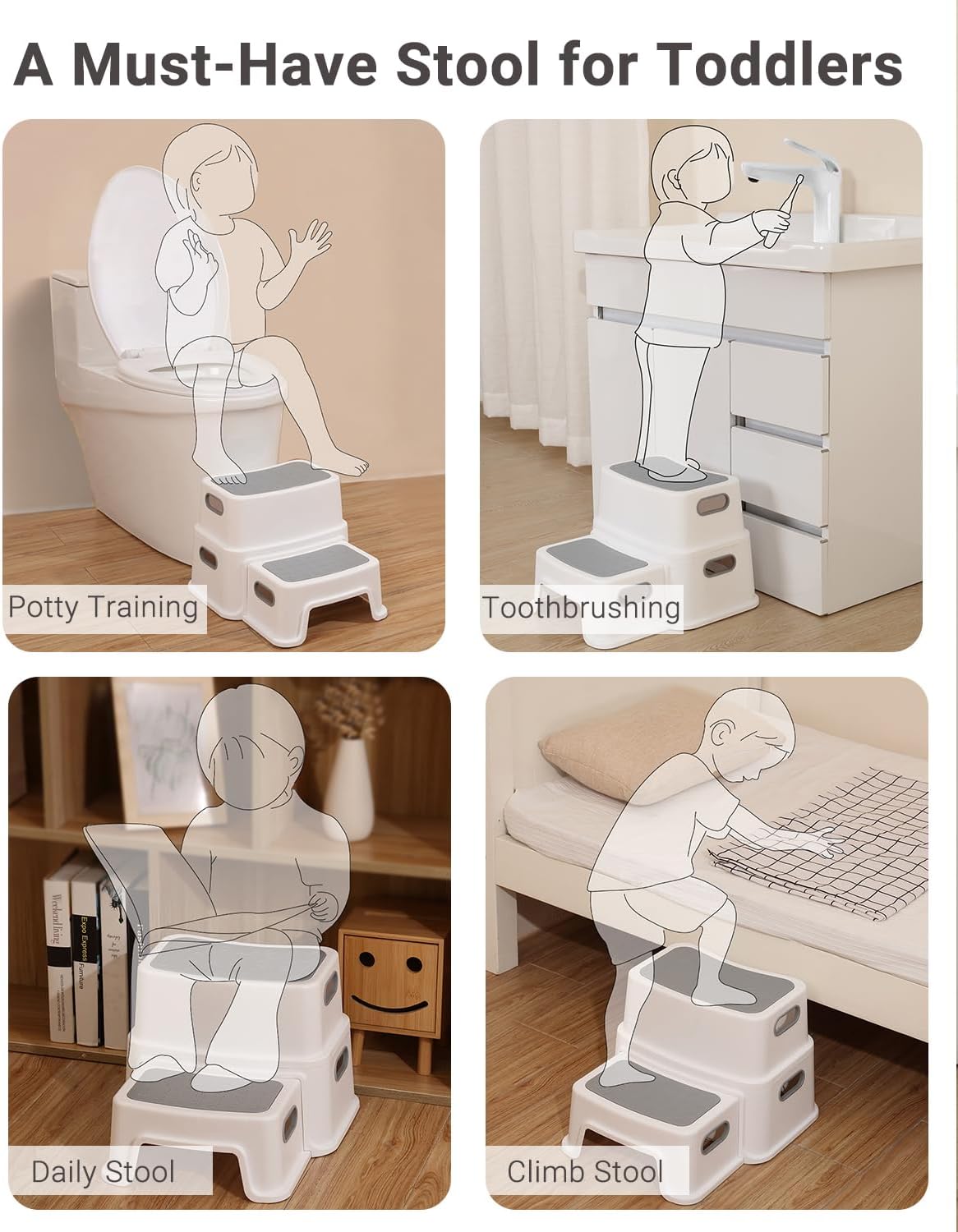 Sgabello Bambini a 2 Gradini Antiscivolo - immagine 6