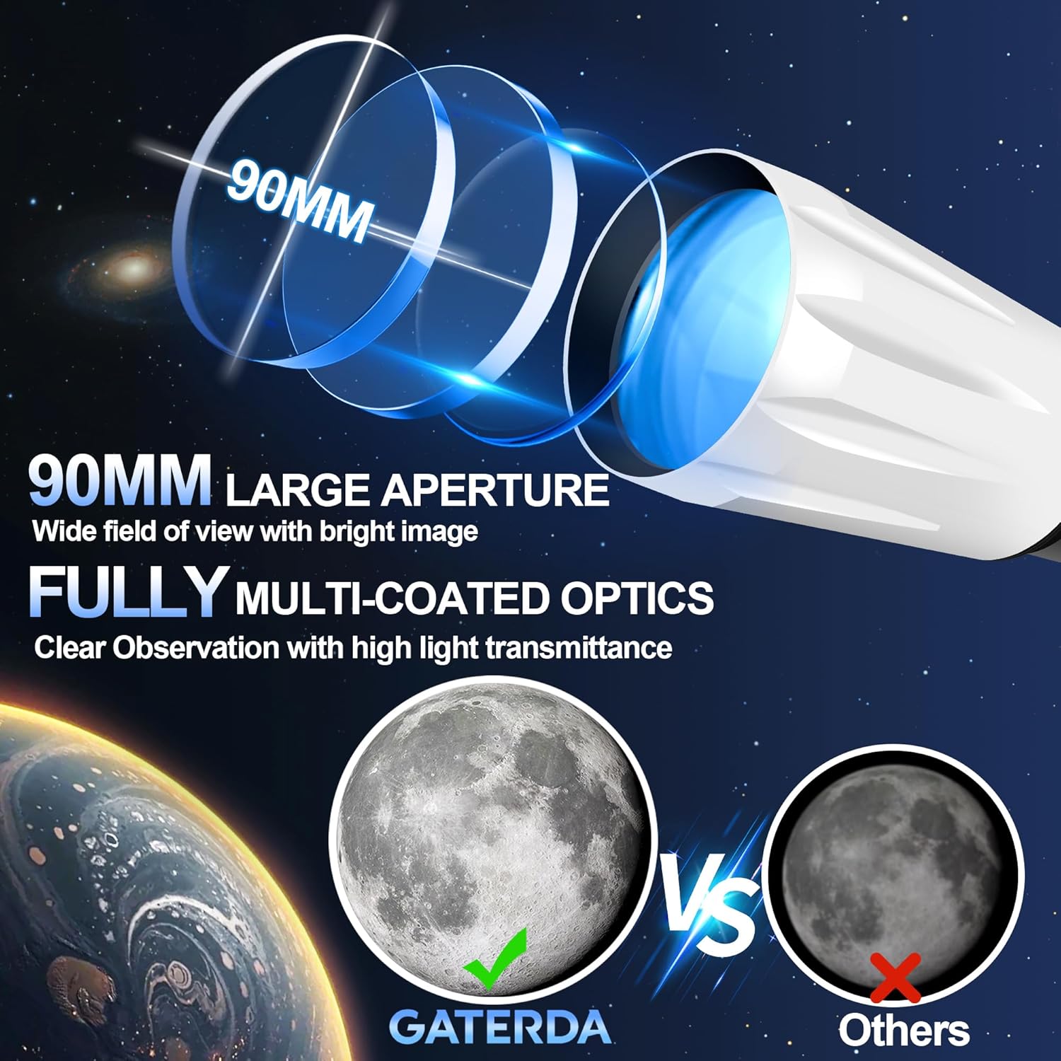 Gaterda Telescopio Astronomico Rifrattore 90mm/900mm - immagine 2