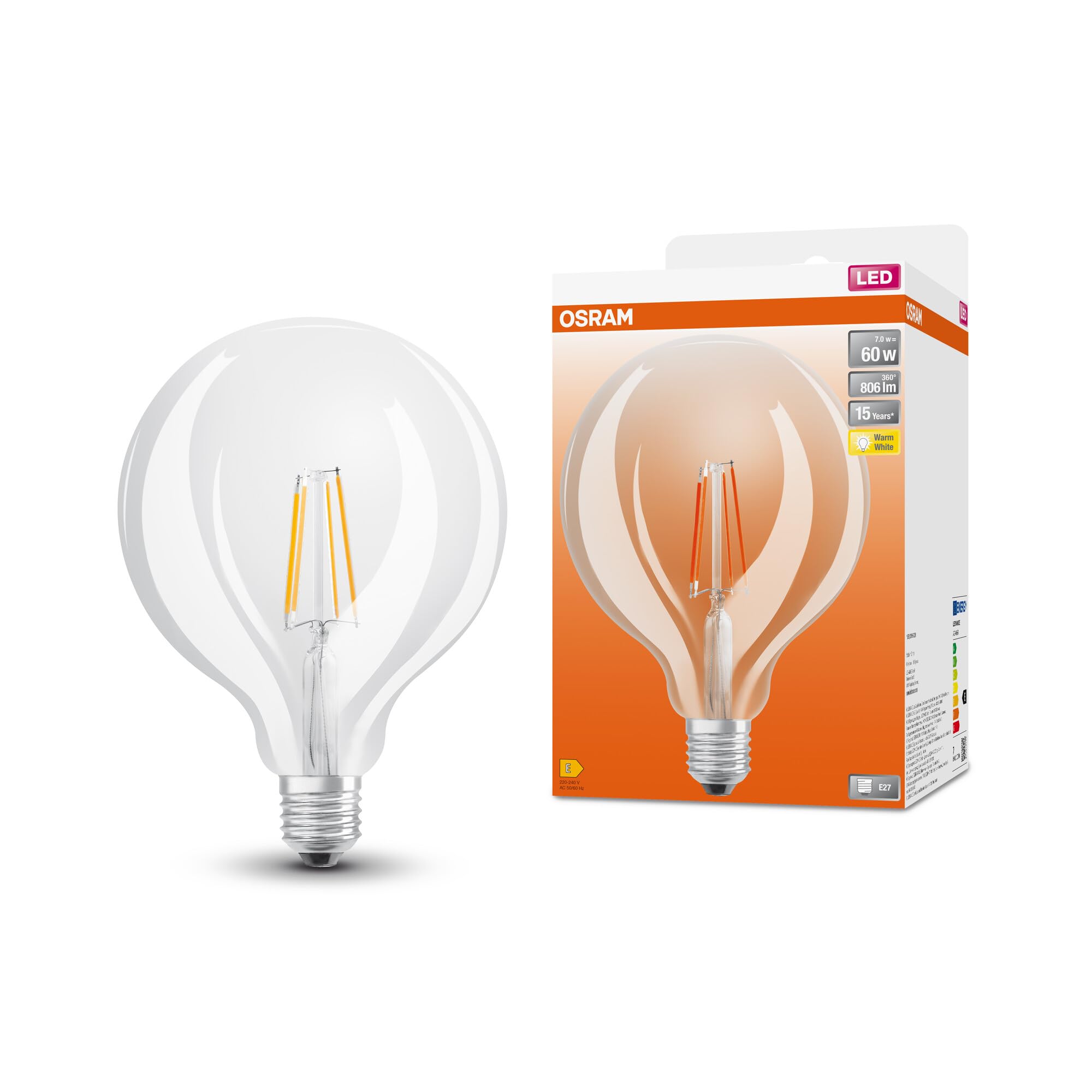 Osram Lampada LED GLOBE125 E27 806lm (4 Pezzi)
