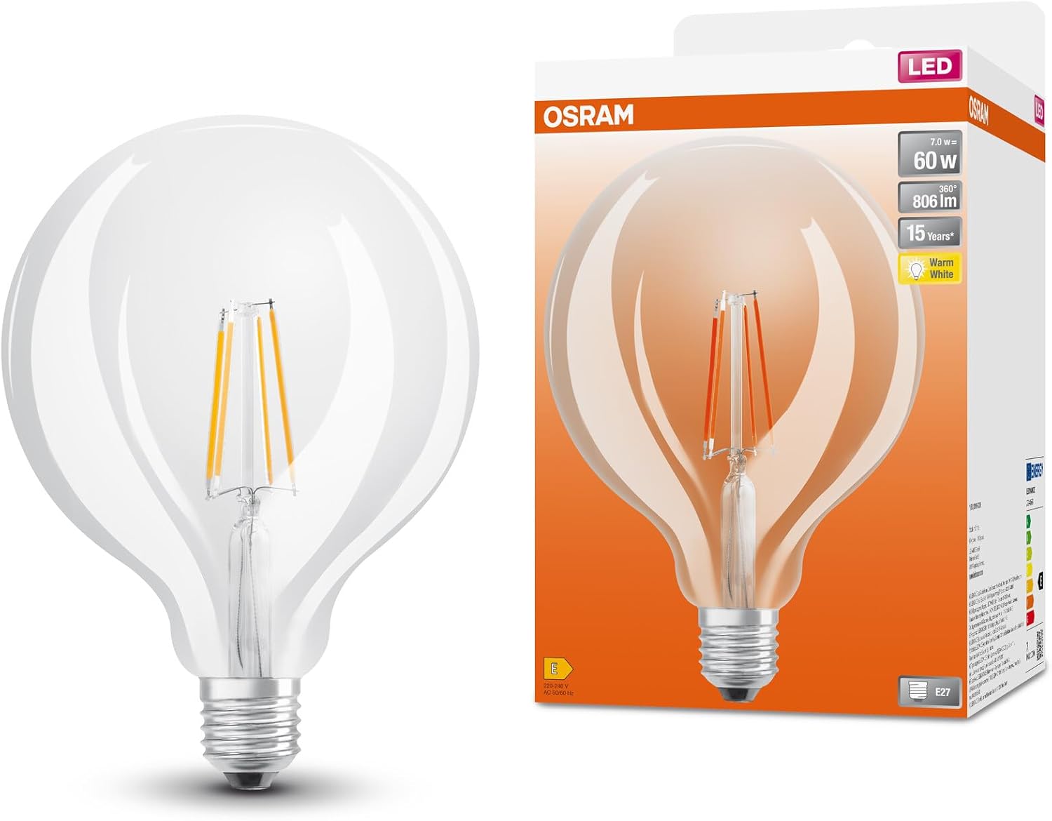 Osram Lampada LED GLOBE125 E27 806lm (4 Pezzi) - immagine 1