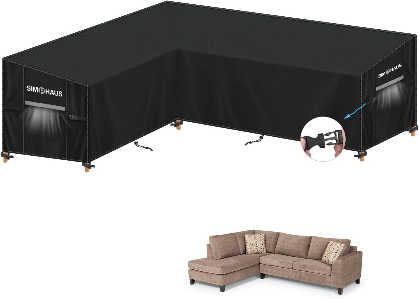 SIMPHAUS Telo Copri Divano Terrazzo a L 180x240x90x80/60cm