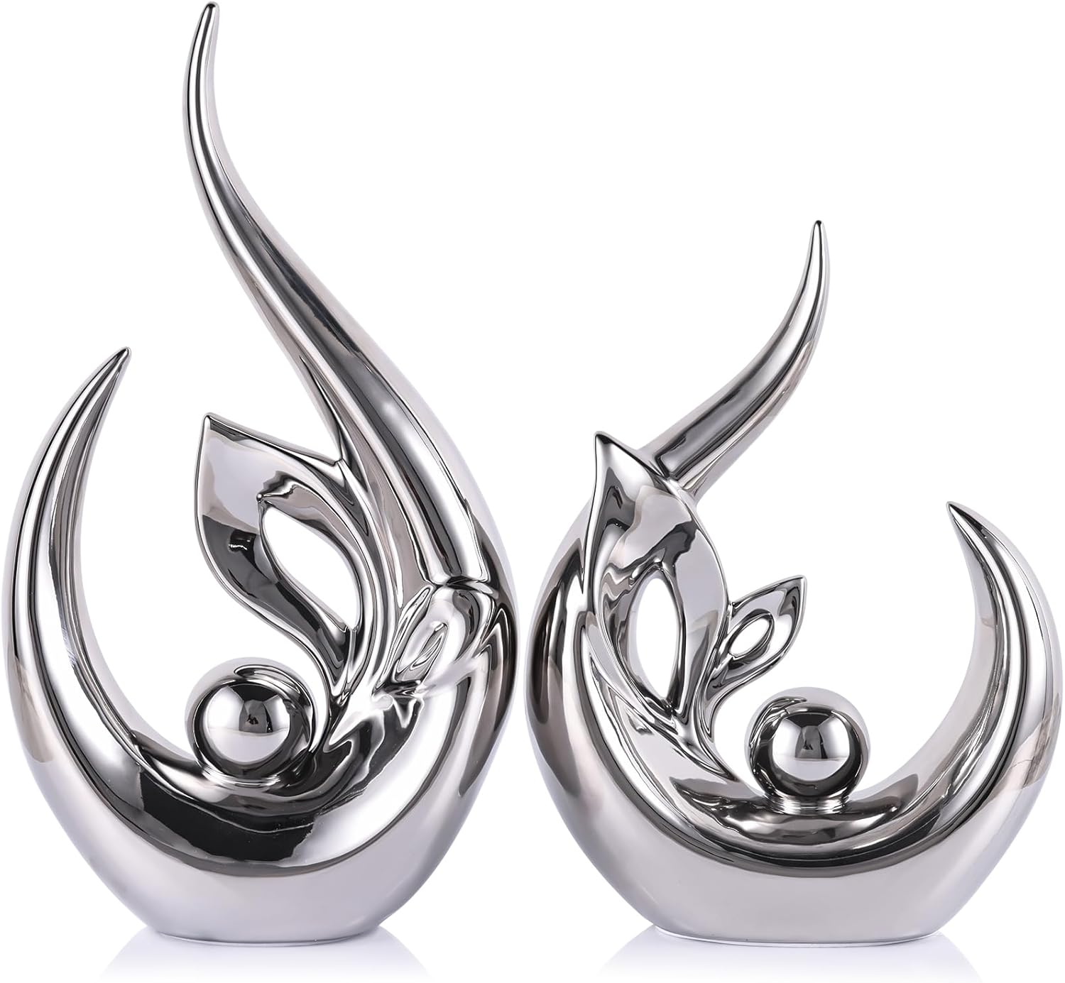 Statua e Scultura in Ceramica Moderna Argentata 33cm