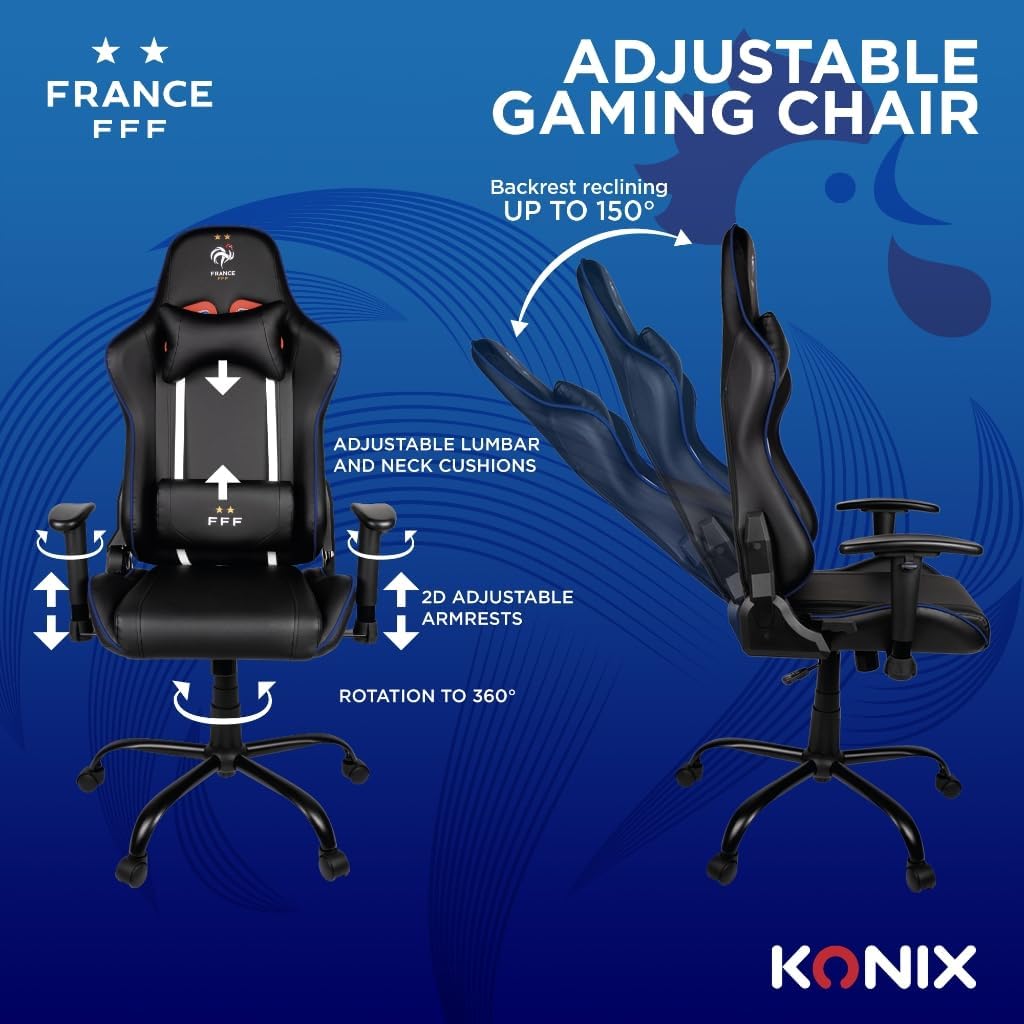 Konix FFF Sedia Gaming Premium, Nera - immagine 4