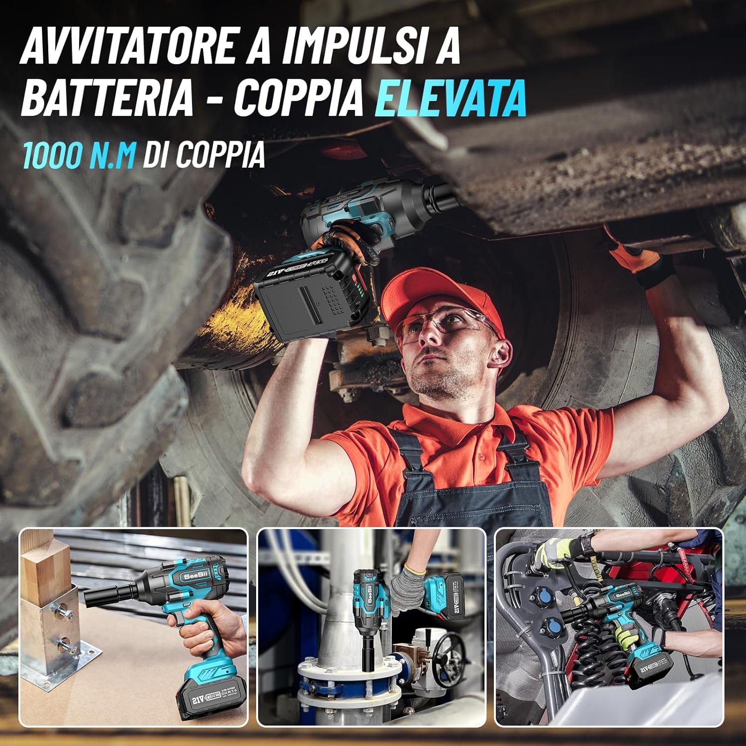 Seesii Avvitatore a Impulsi Brushless 1000 N.m - immagine 2