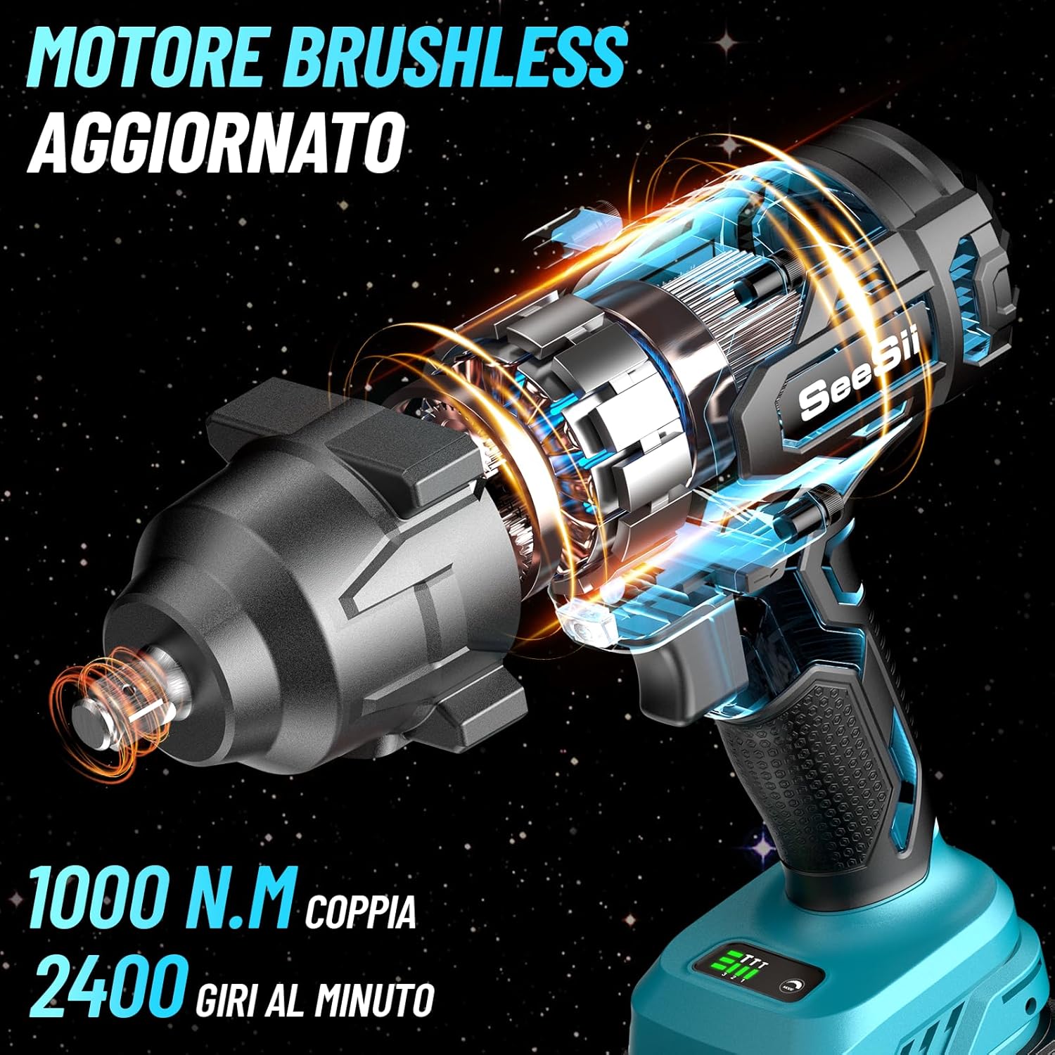 Seesii Avvitatore a Impulsi Brushless 1000 N.m - immagine 4