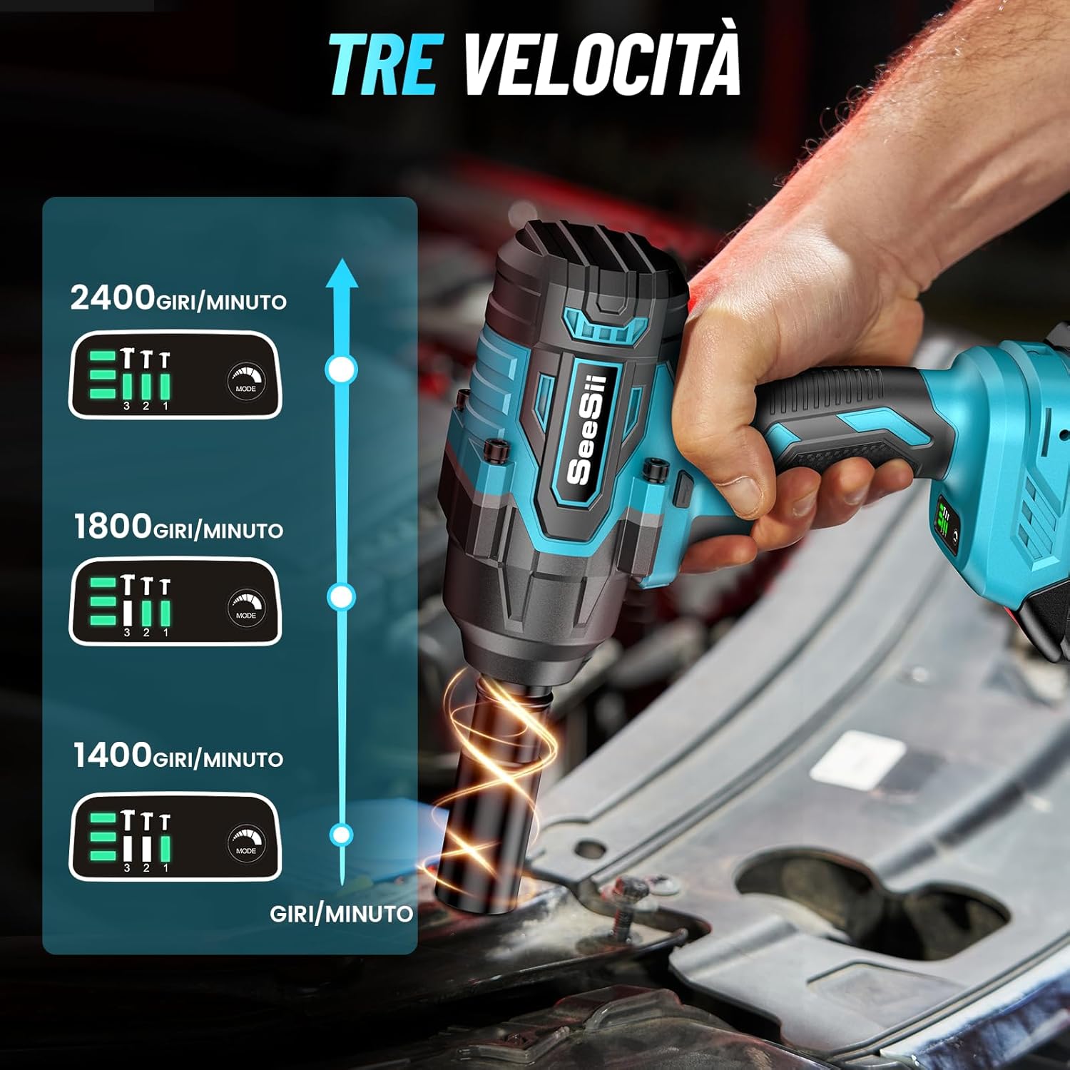 Seesii Avvitatore a Impulsi Brushless 1000 N.m - immagine 6