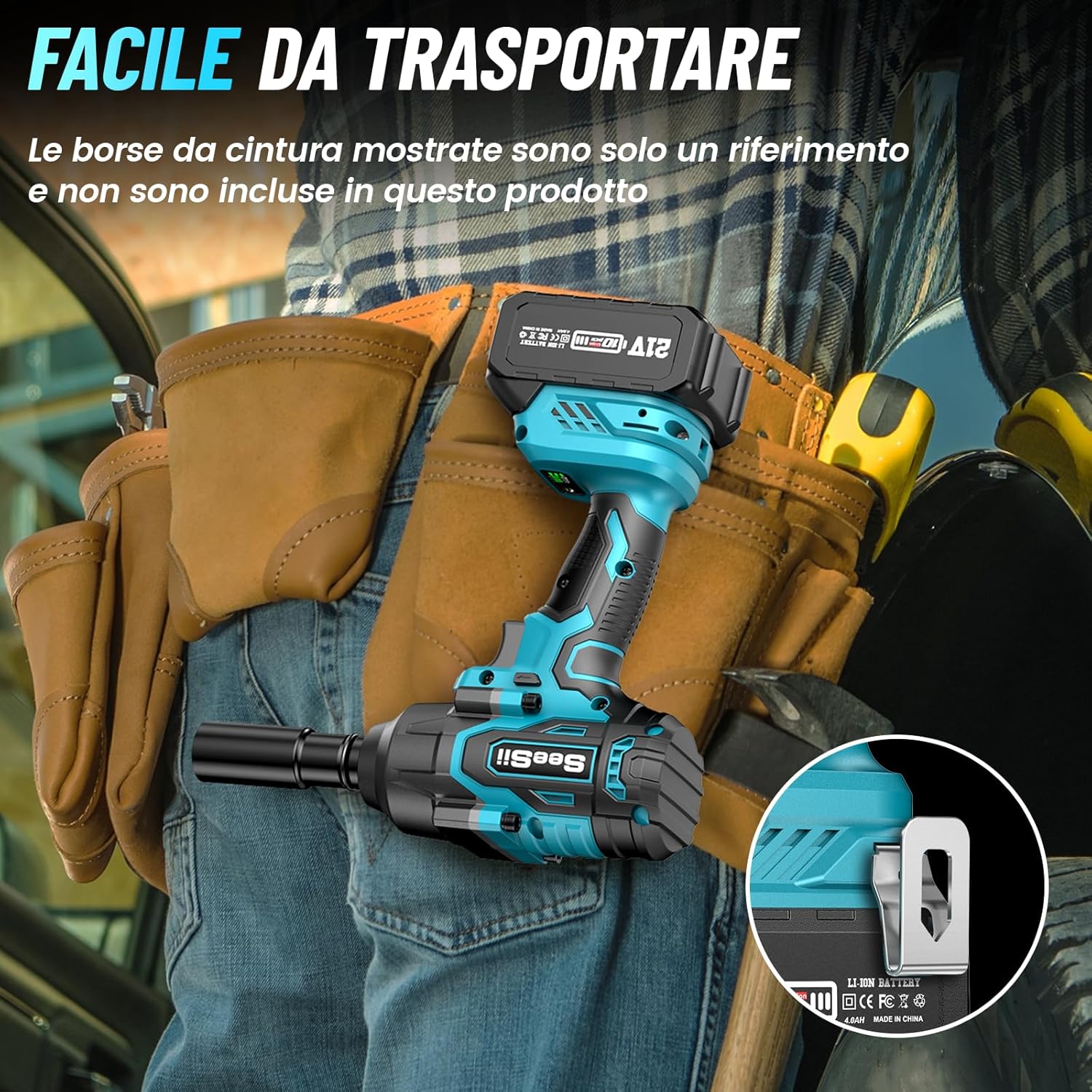 Seesii Avvitatore a Impulsi Brushless 1000 N.m - immagine 7