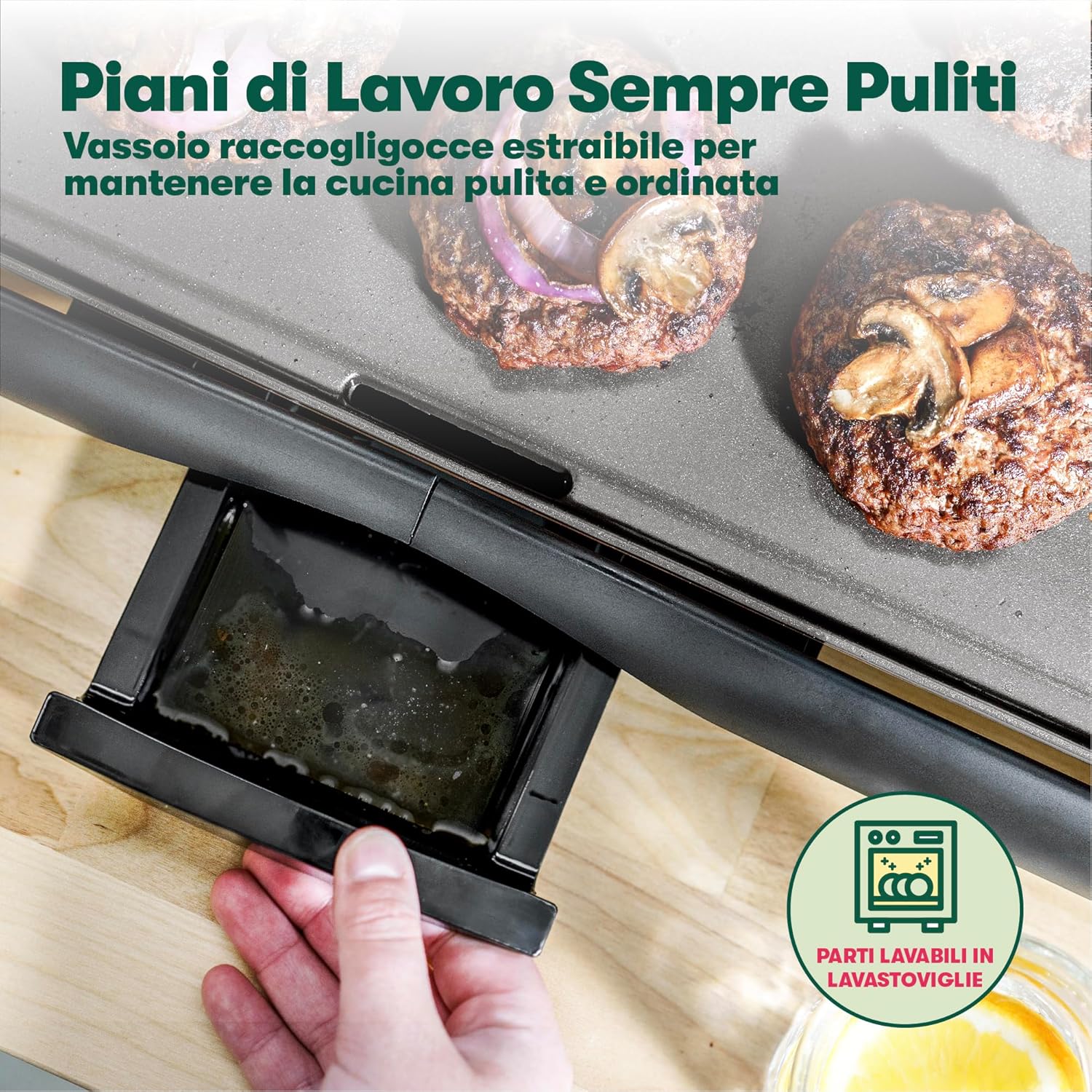 Bella Piastra Elettrica Antiaderente 27x50cm, Nera - immagine 4