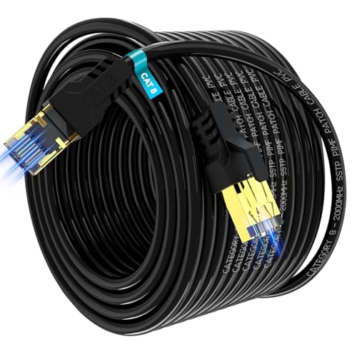 Cavo Ethernet Cat 8 30M/Cavo Lan alta Velocità 40Gbps 40Gbps 2000MHz, Cavo RJ45 Placcato Pro, per PC/Modem/Router/Giochi, Più Veloce di Cat7/Cat6/Cat5