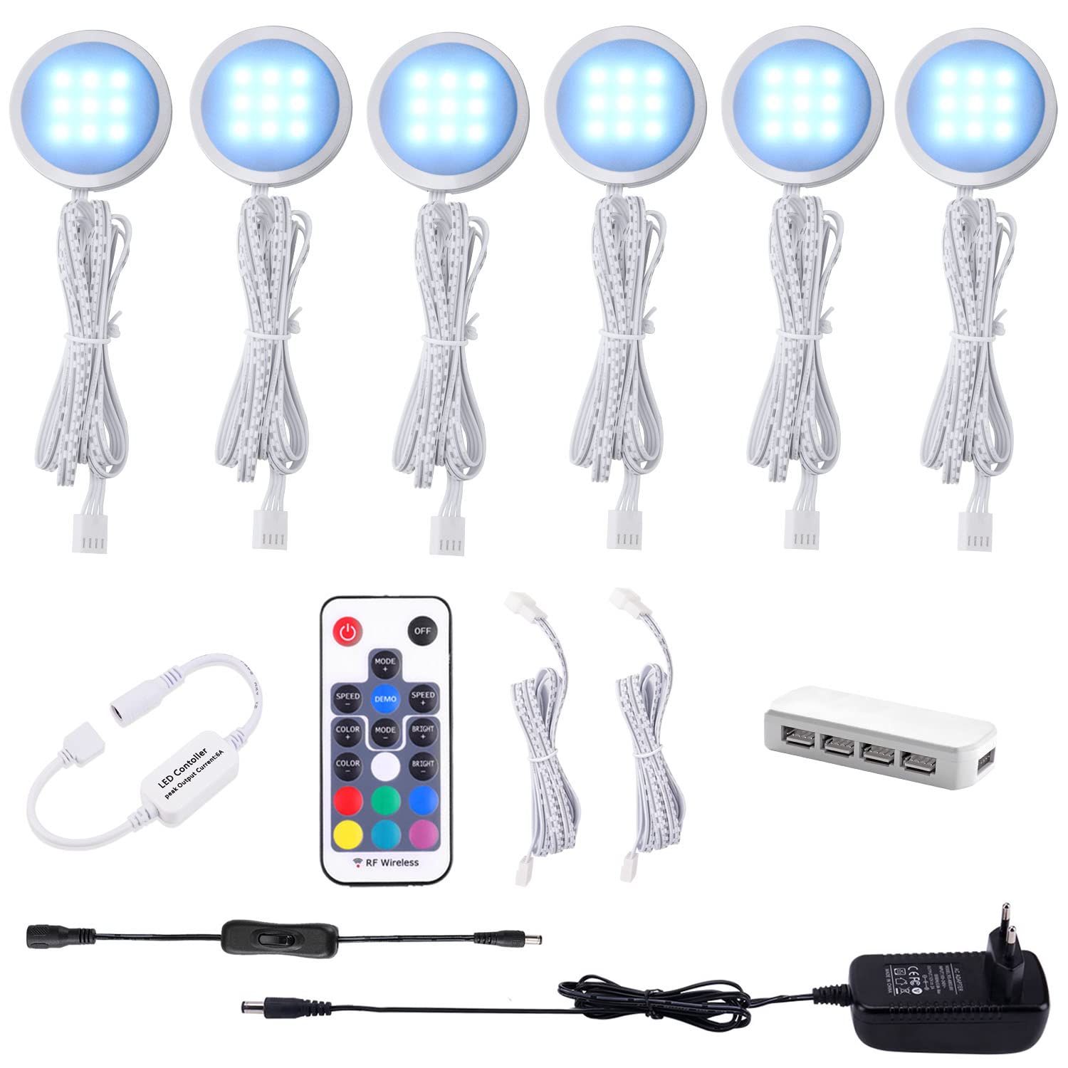 Aiboo Kit Illuminazione LED Sottopensile RGB (6 Pezzi)