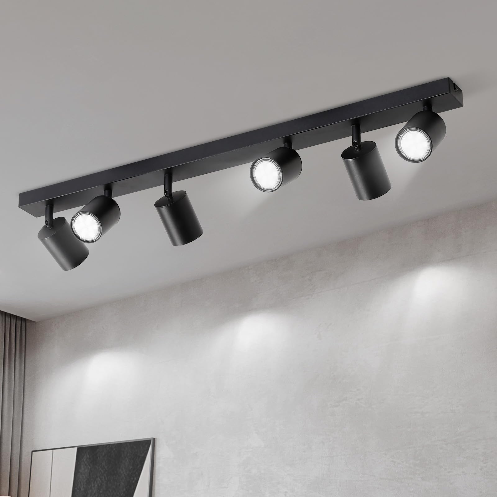 Lichtmaler Faretti LED Soffitto Orientabili 6 Luci, Nero