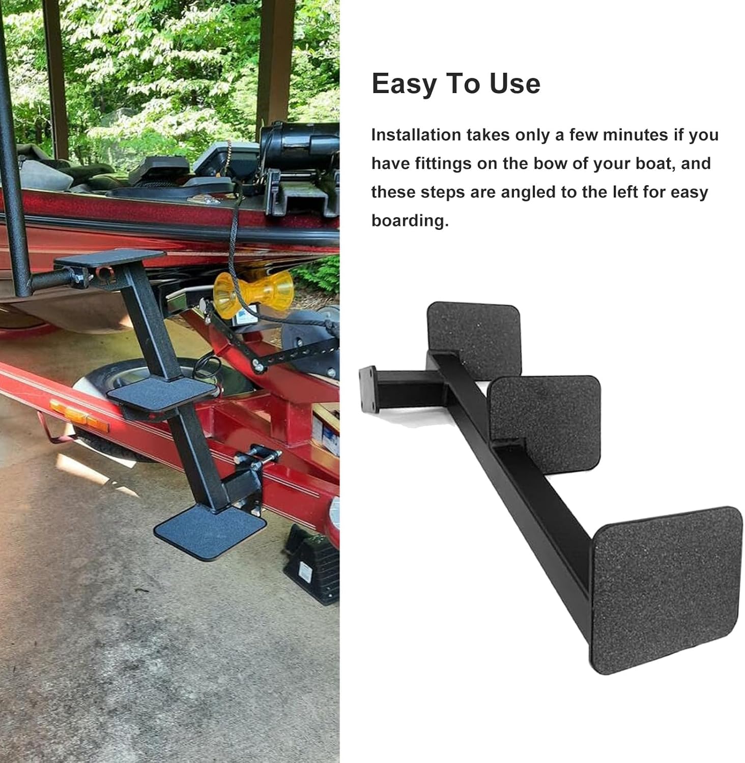 Gradini Universali per Rimorchio Barche 3 Gradini, Acciaio Nero - immagine 2